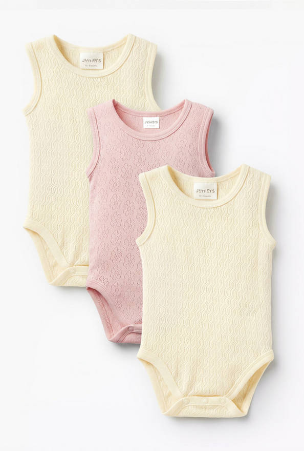 Juniors Textured Sleeveless Bodysuit - Set of 3