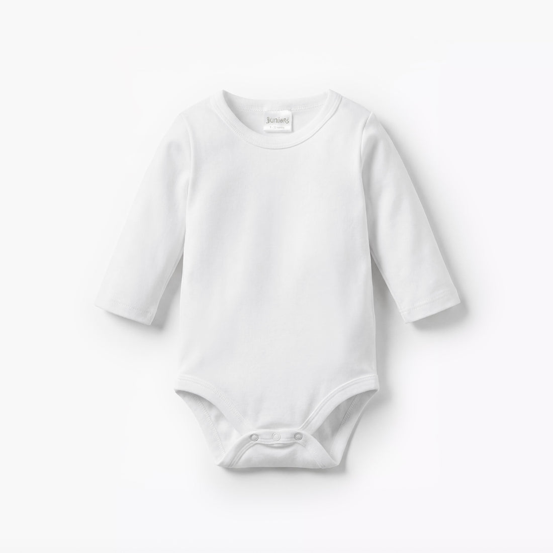 Juniors Solid Bodysuit with Round Neck and Long Sleeves - 12-18 MTHS