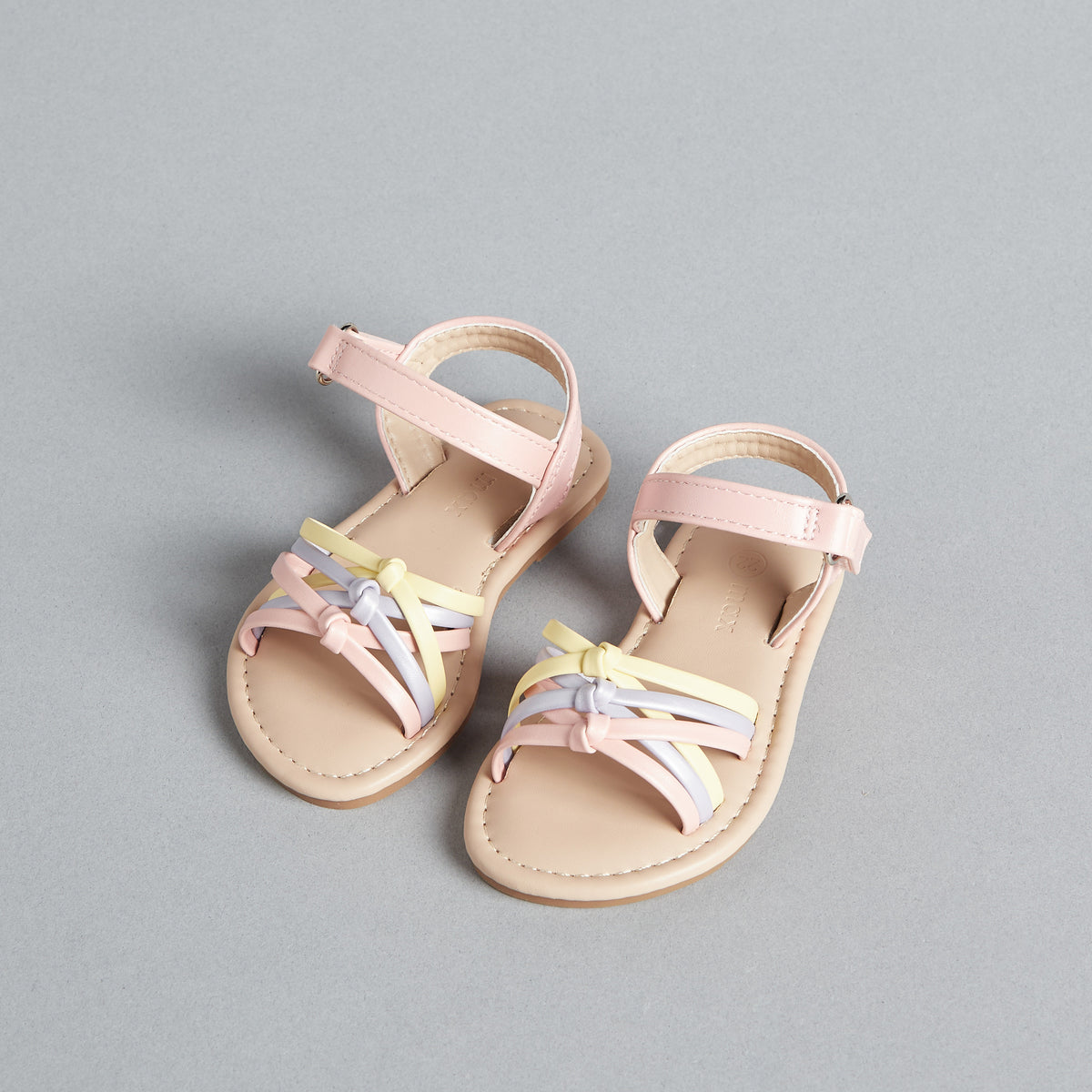 Strappy Flat Sandals with Hook and Loop Closure