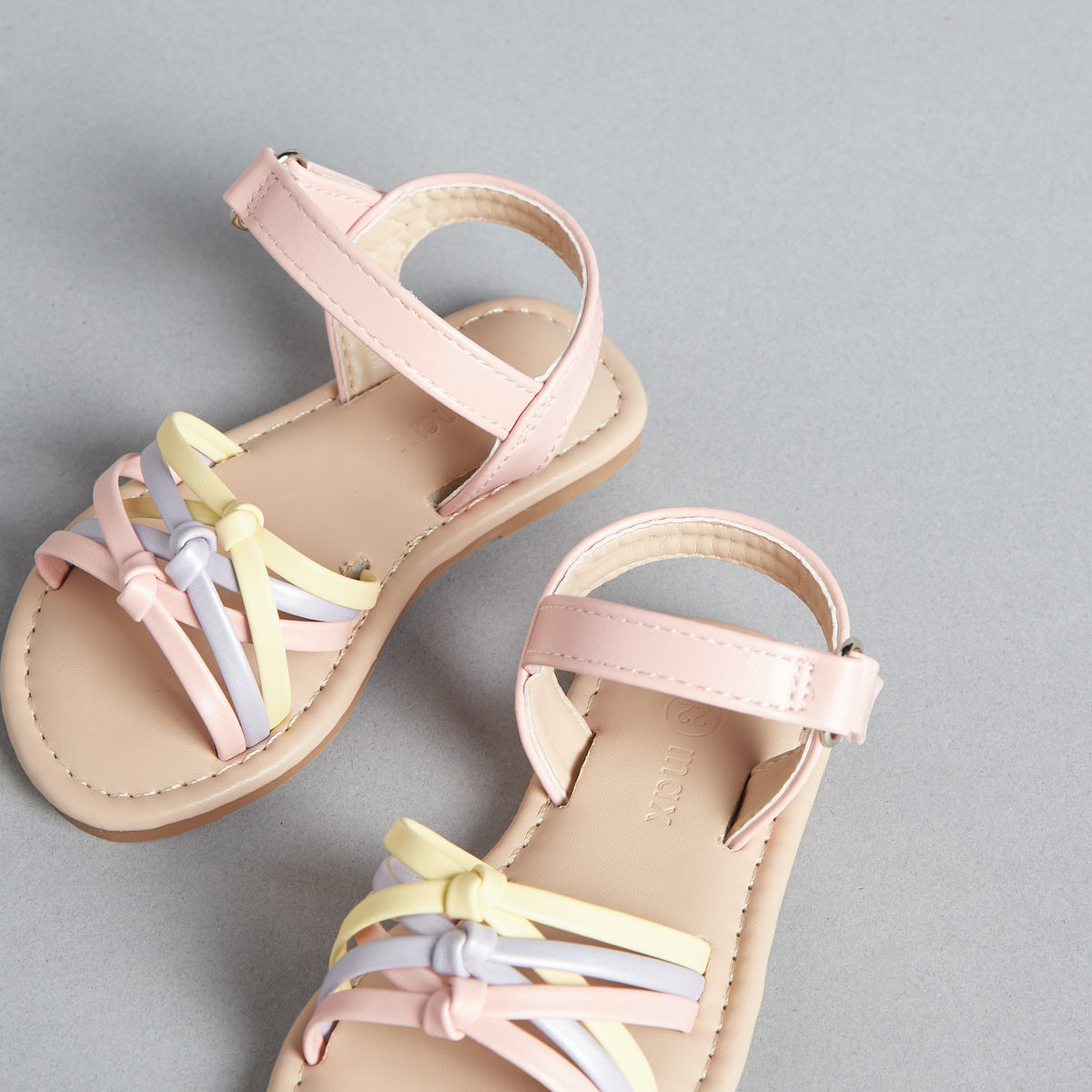 Strappy Flat Sandals with Hook and Loop Closure