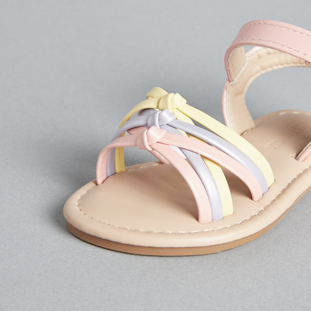 Strappy Flat Sandals with Hook and Loop Closure