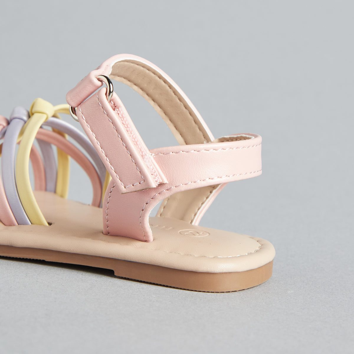 Strappy Flat Sandals with Hook and Loop Closure
