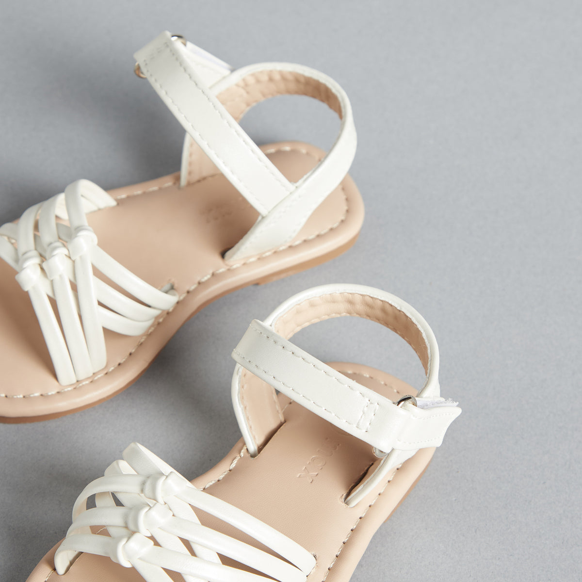 Strappy Flat Sandals with Hook and Loop Closure