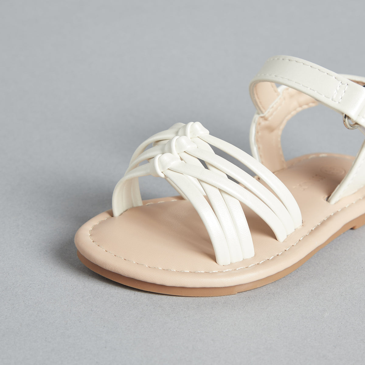 Strappy Flat Sandals with Hook and Loop Closure