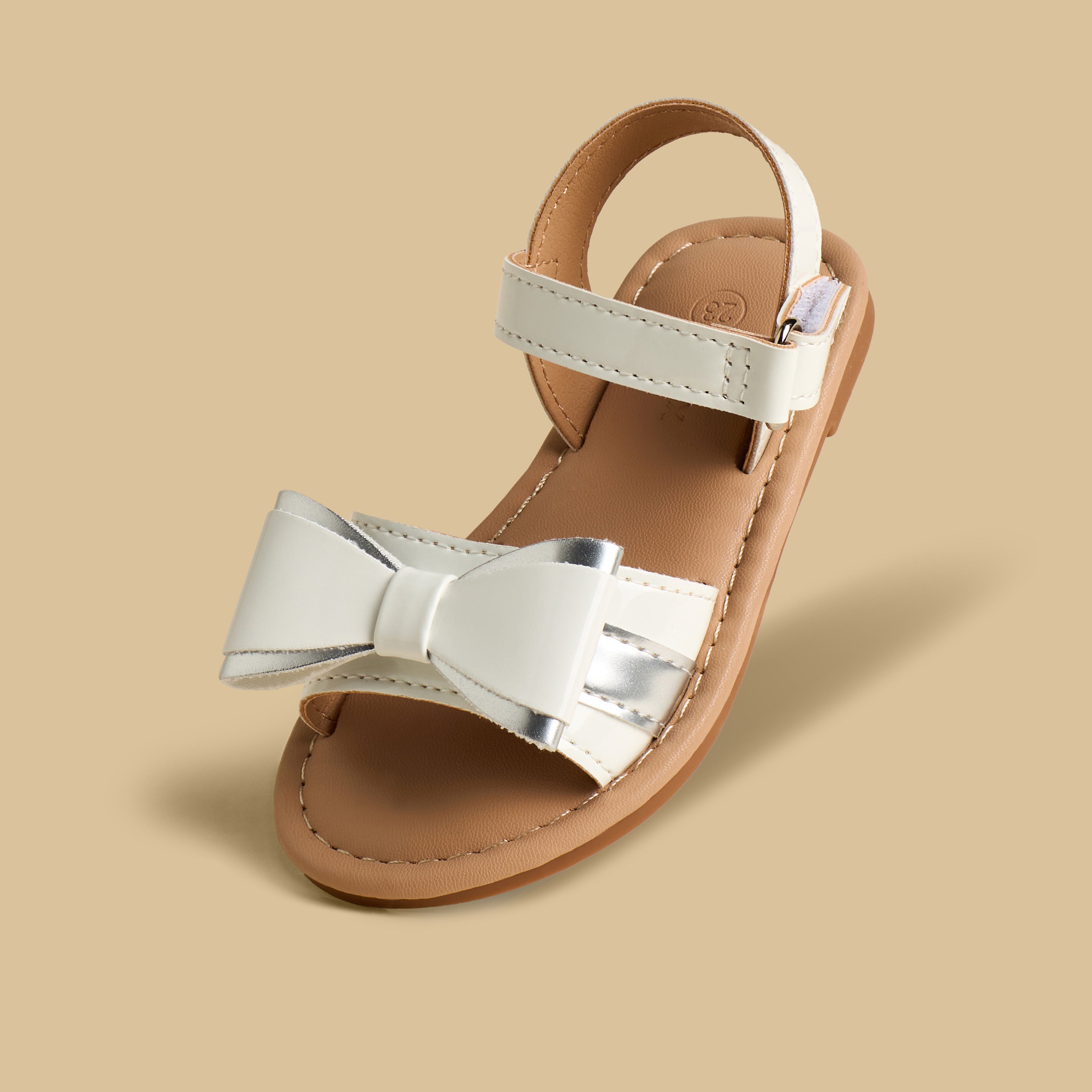 Bow Embellished Sandals with Hook and Loop Closure
