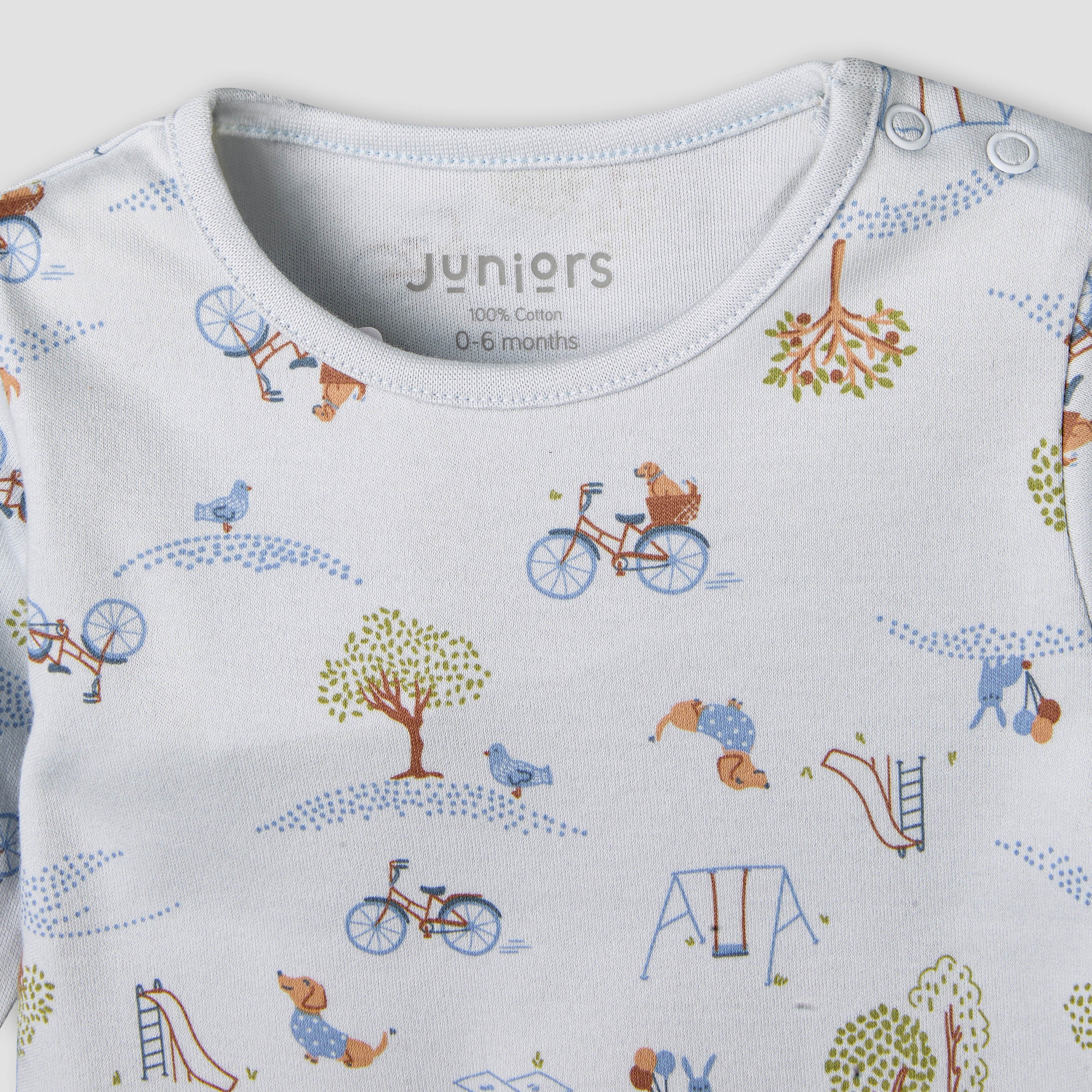 Juniors Cotton Long Sleeves Pyjama Set with Park Print