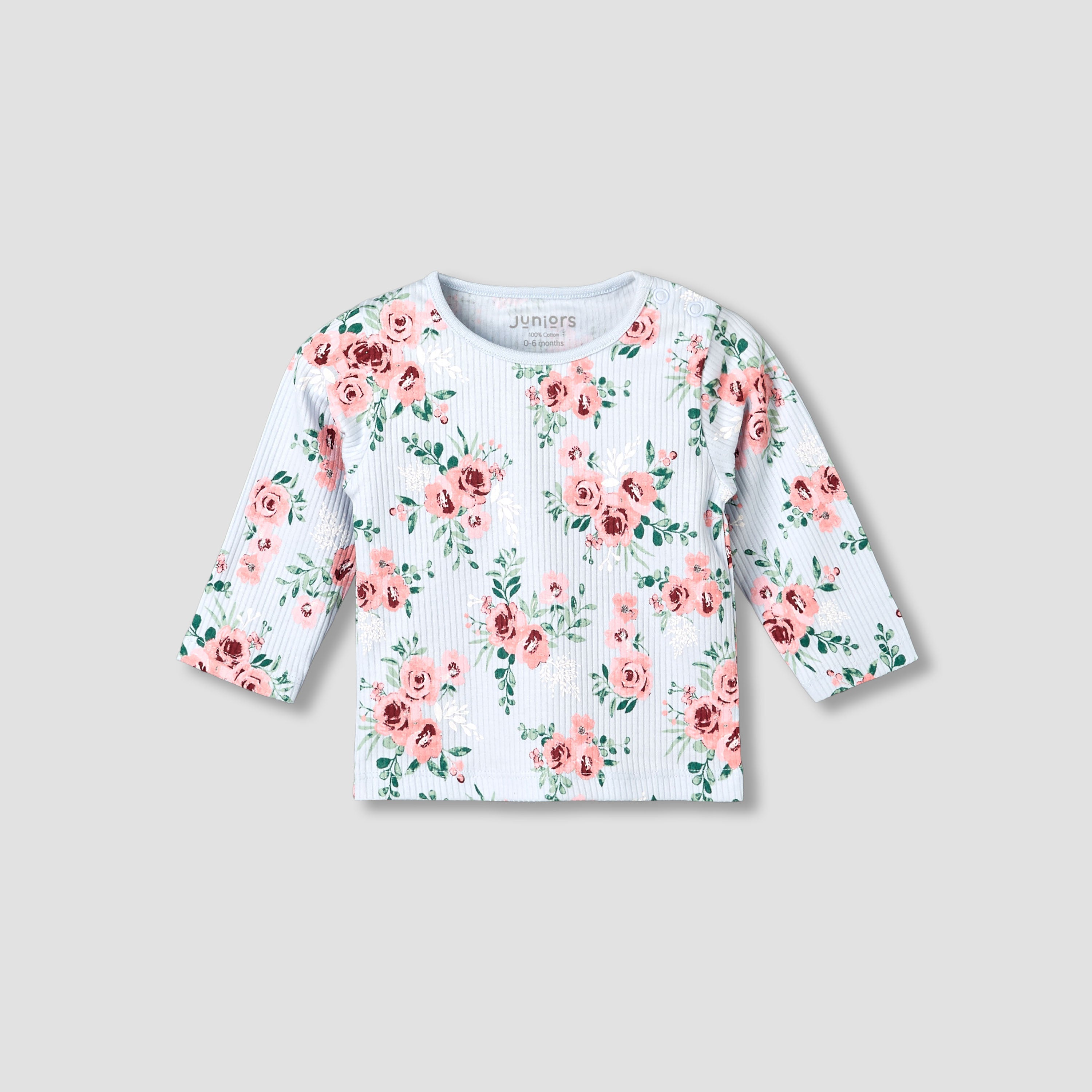 Juniors Cotton Long Sleeves Pyjama Set with Floral Print