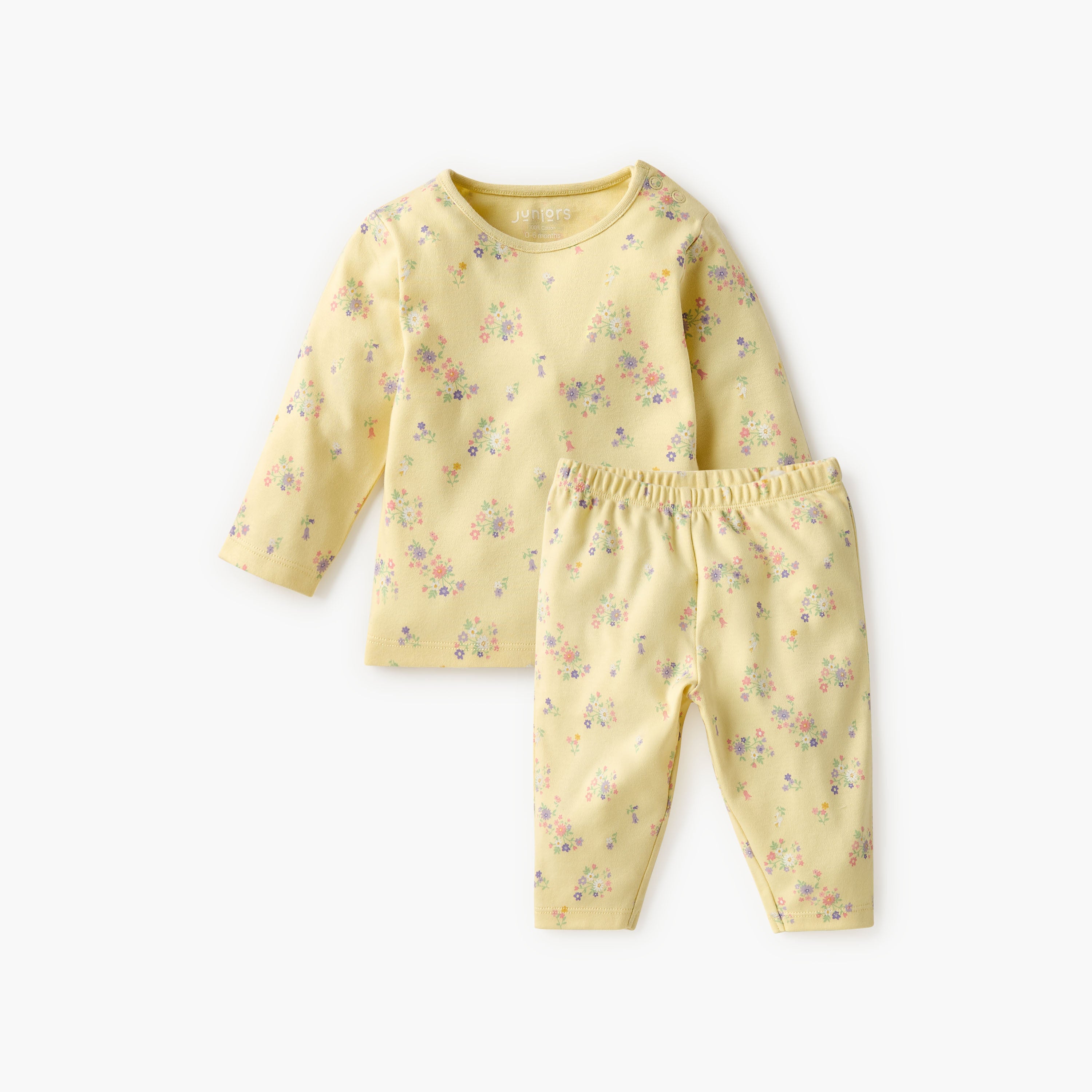 Juniors Embroidered T-shirt and Printed Pyjama Set