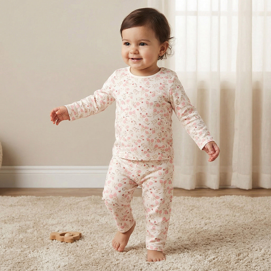 Juniors Cotton Long Sleeves Pyjama Set with Strawberry Print - Pink / 12-18 mths