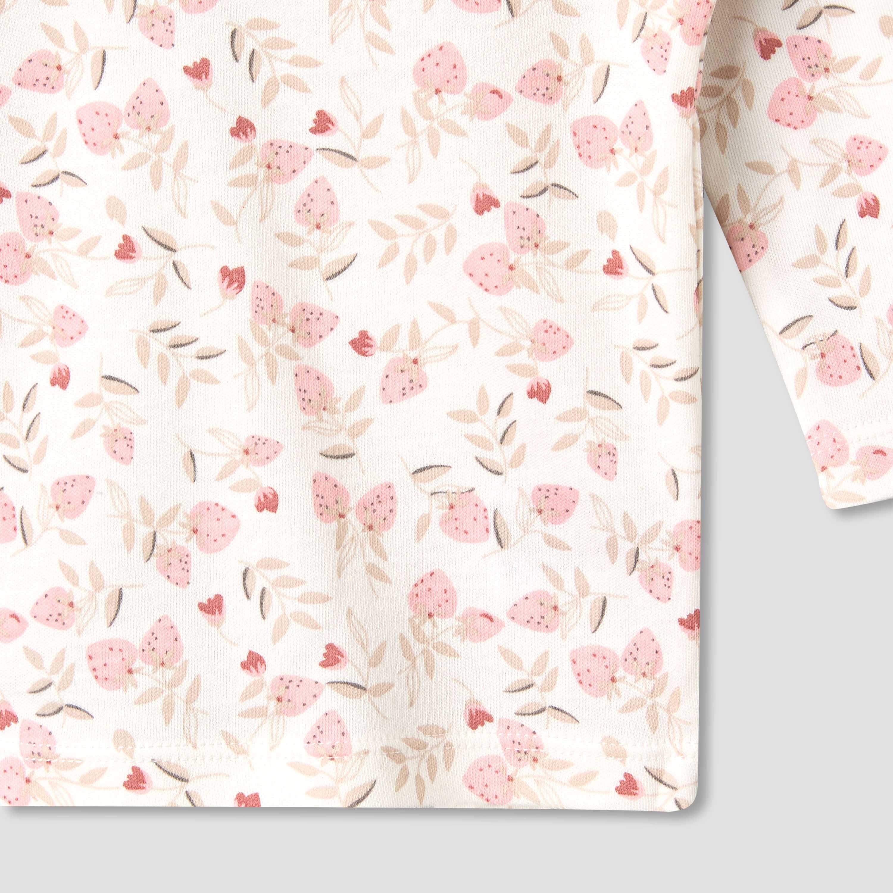 Juniors Cotton Long Sleeves Pyjama Set with Strawberry Print