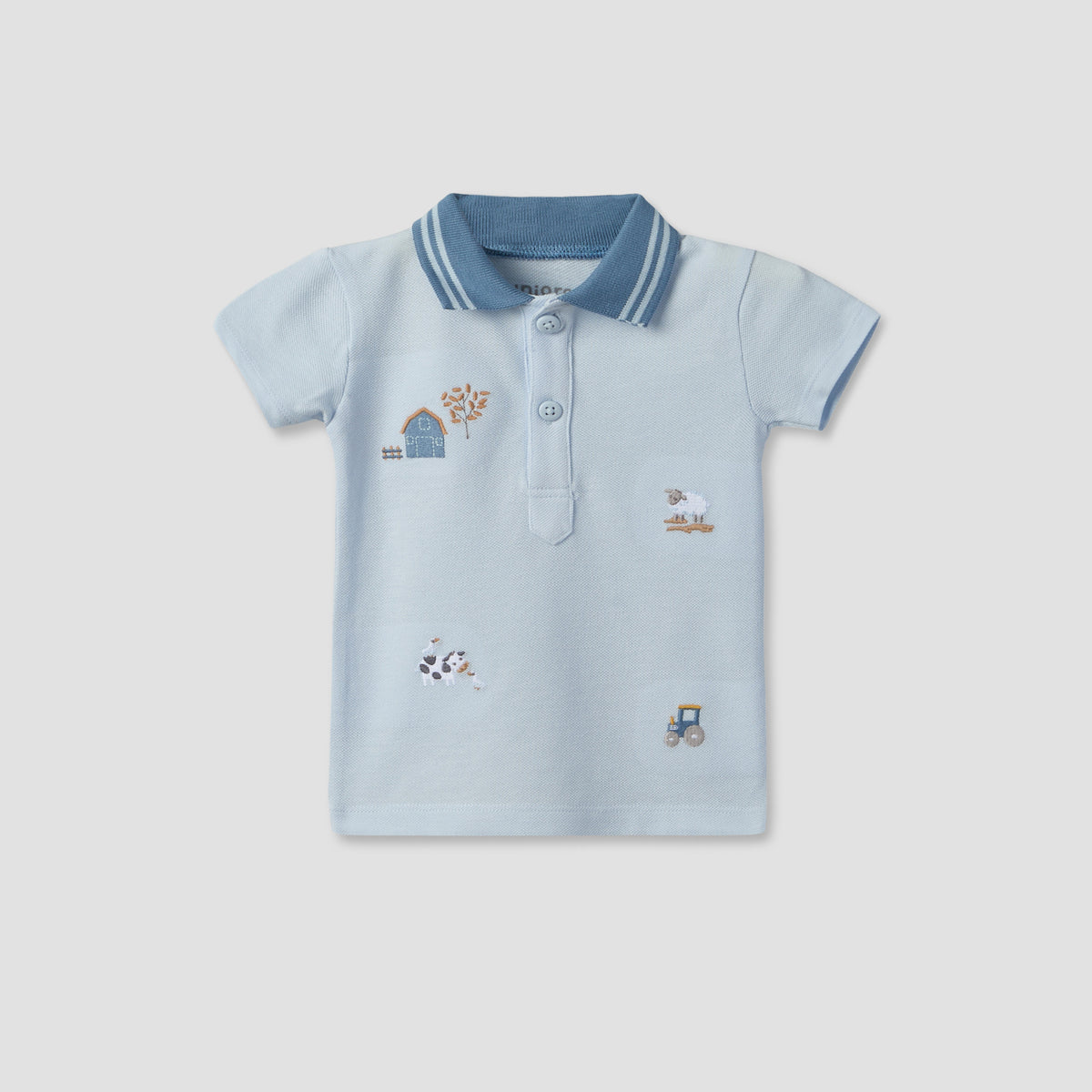 Juniors Collared Short Sleeves Polo T-shirt and Shorts Set with Embroidery