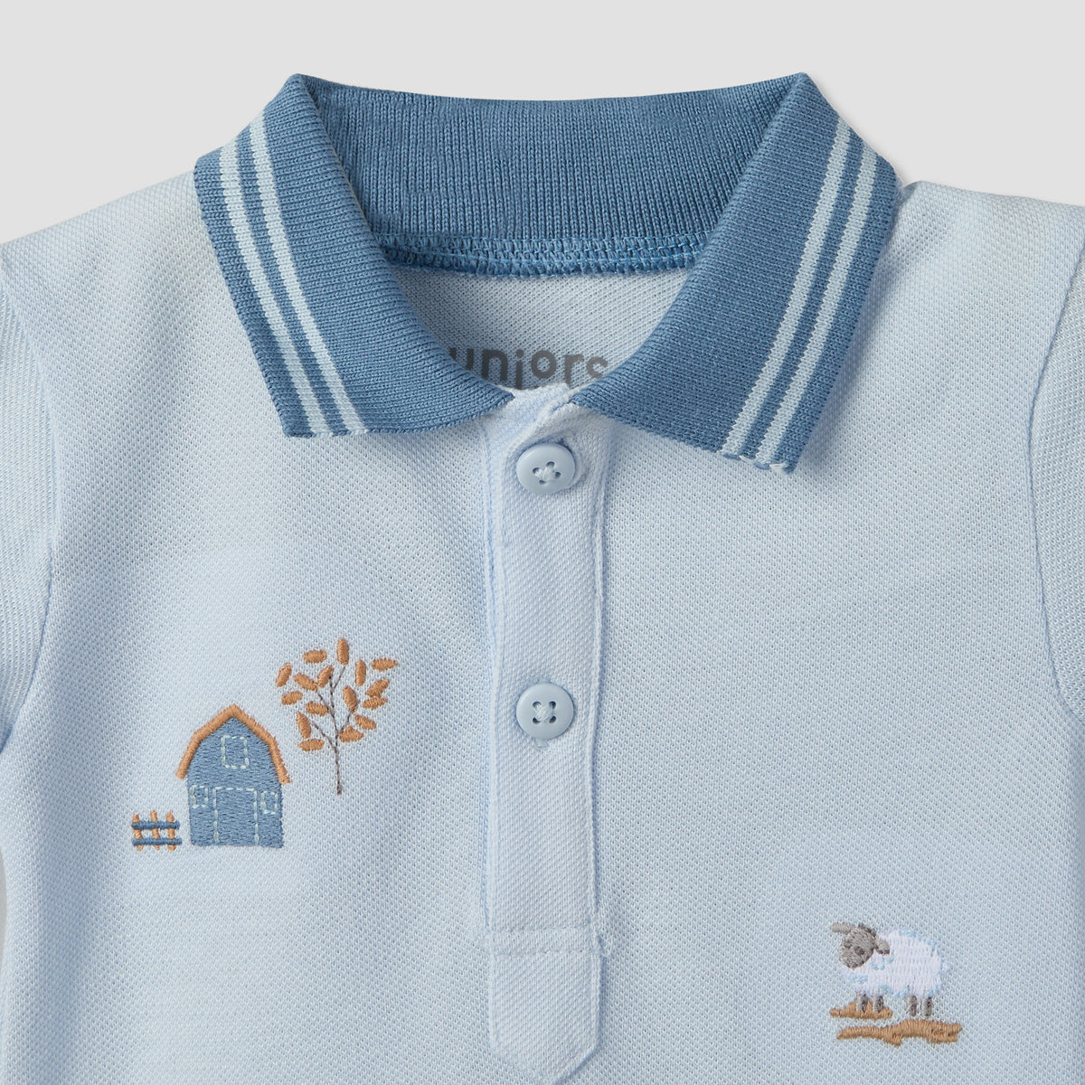 Juniors Collared Short Sleeves Polo T-shirt and Shorts Set with Embroidery