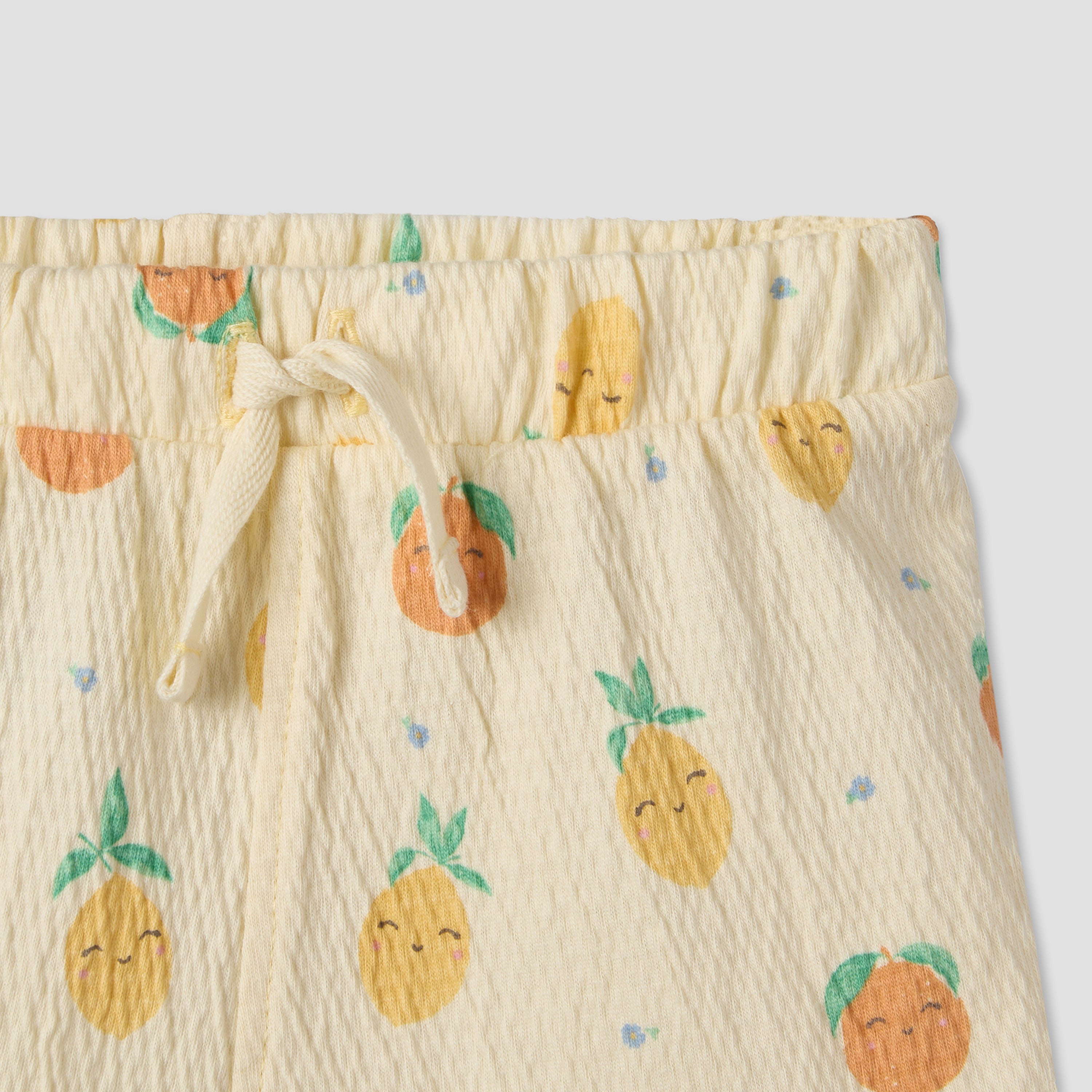Juniors Crew Neck Short Sleeves Top and Shorts Set with Fruit Print