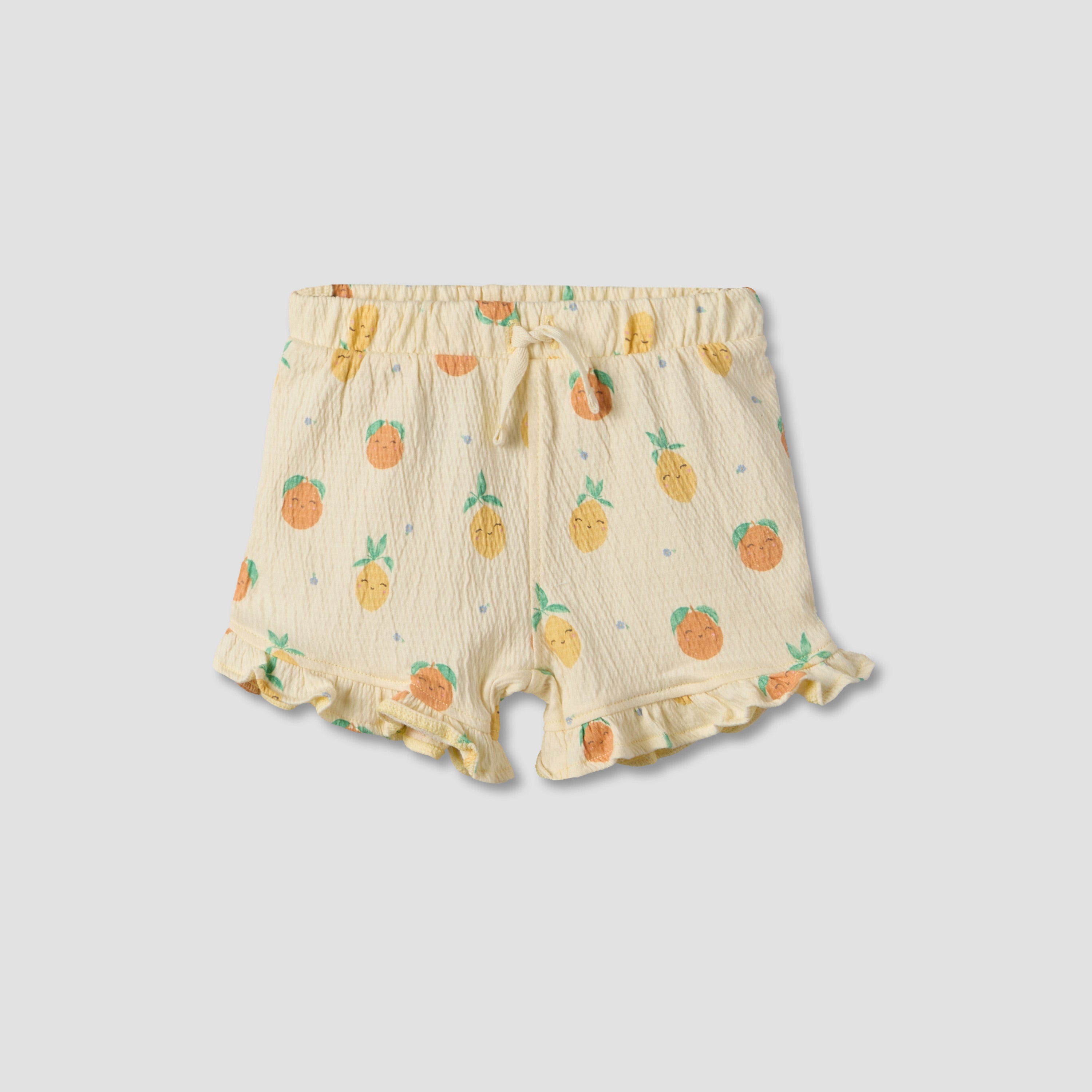 Juniors Crew Neck Short Sleeves Top and Shorts Set with Fruit Print