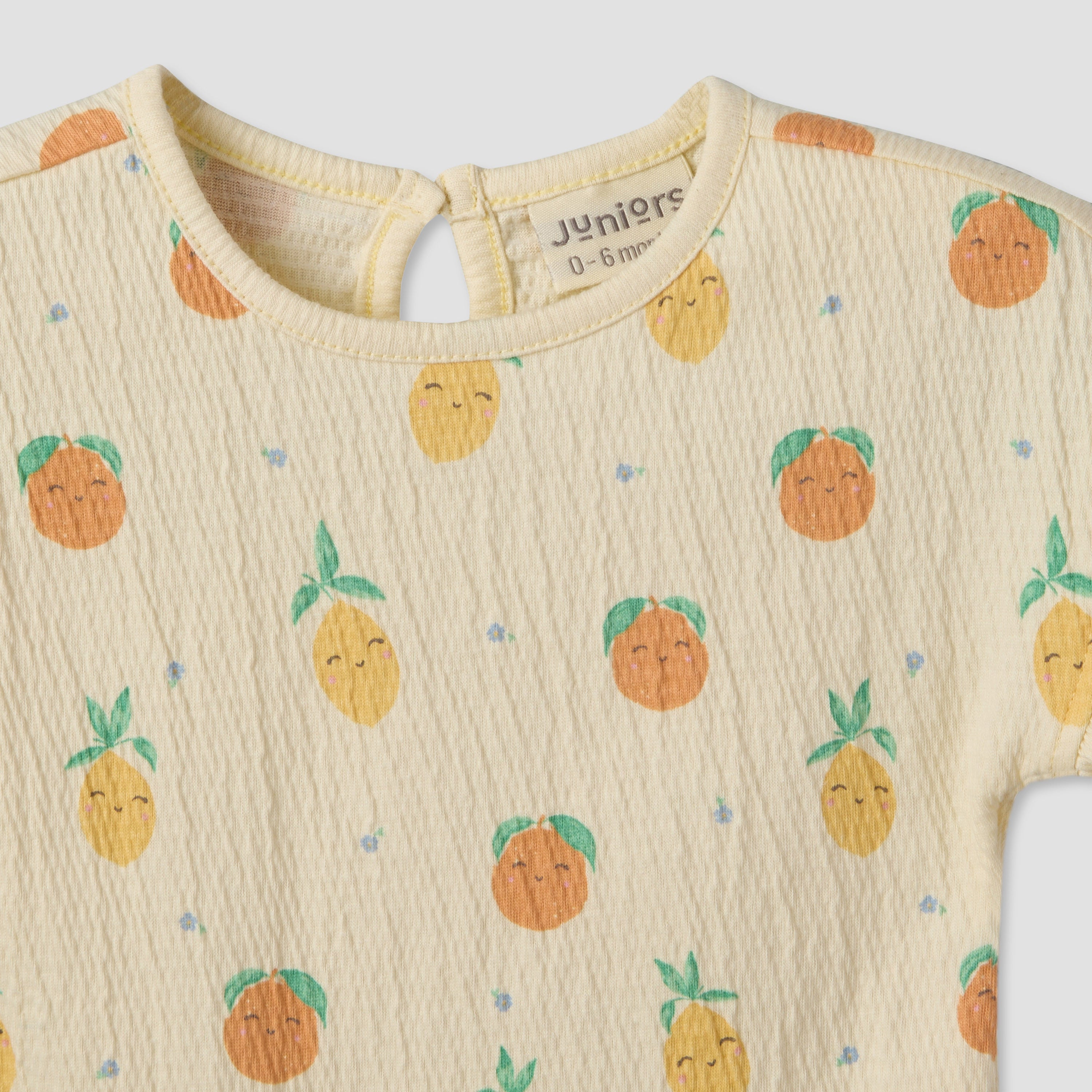 Juniors Crew Neck Short Sleeves Top and Shorts Set with Fruit Print