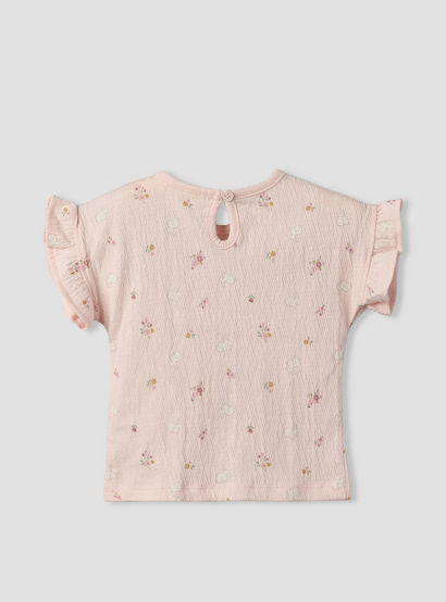Juniors Crew Neck Short Sleeves Top and Shorts Set with Floral Print-baby-girls-clothing-setsandcoords-image-5