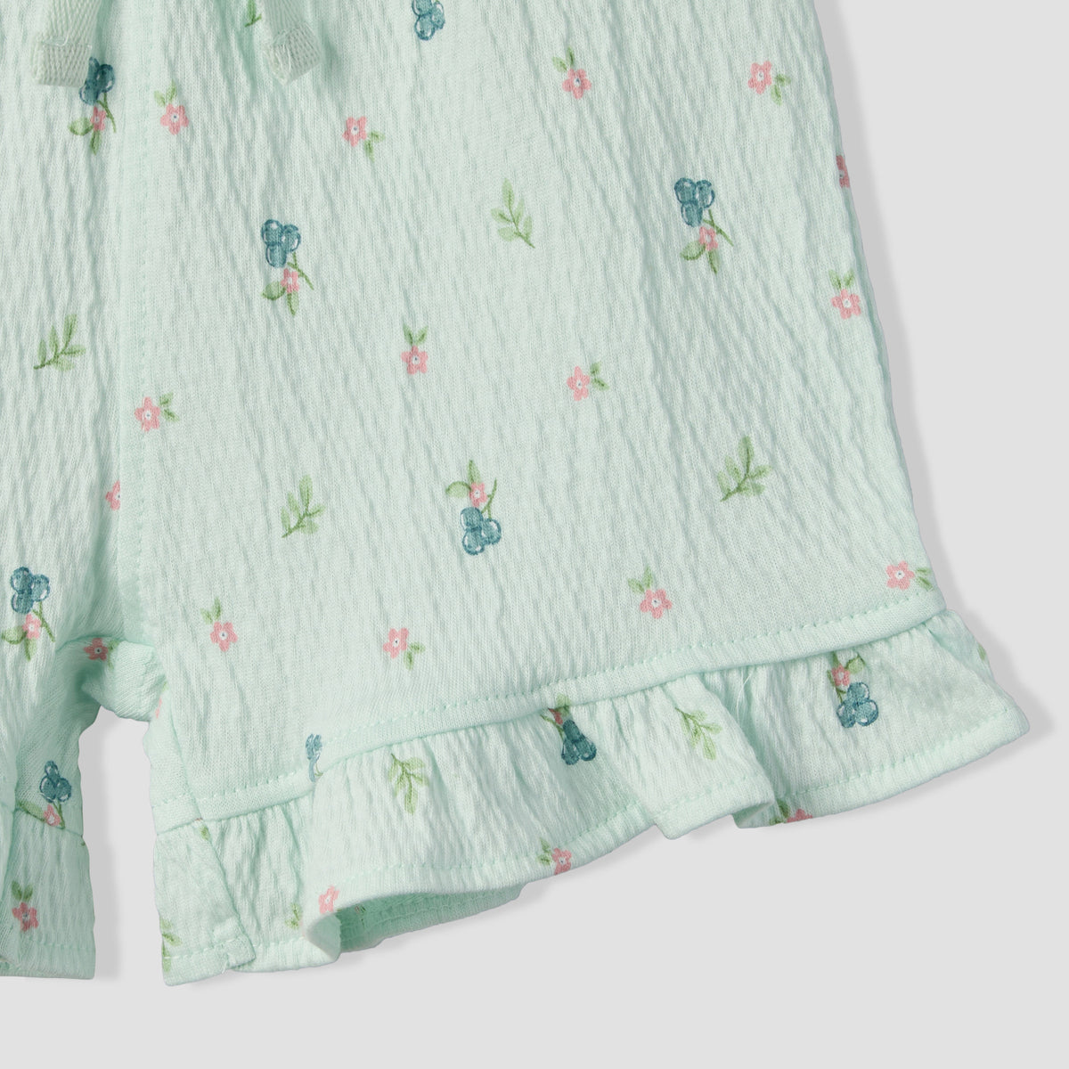 Juniors Crew Neck Short Sleeves Top and Shorts Set with Floral Print