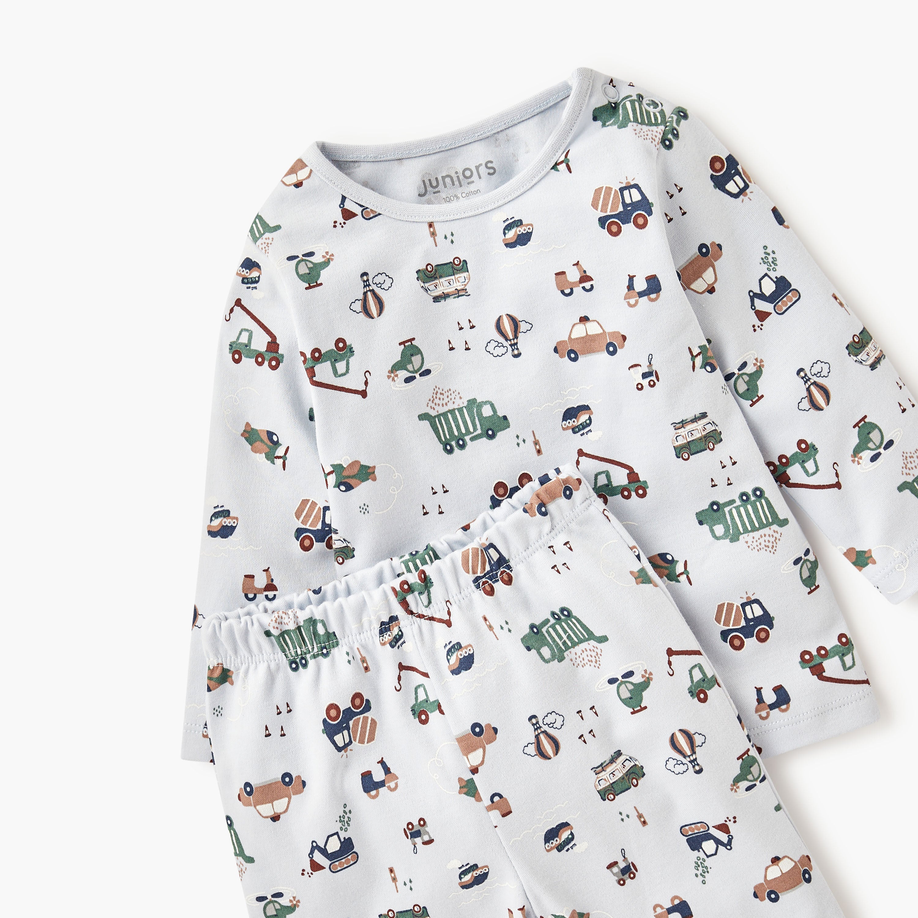 Juniors All-Over Vehicle Print T-shirt and Pyjama Set