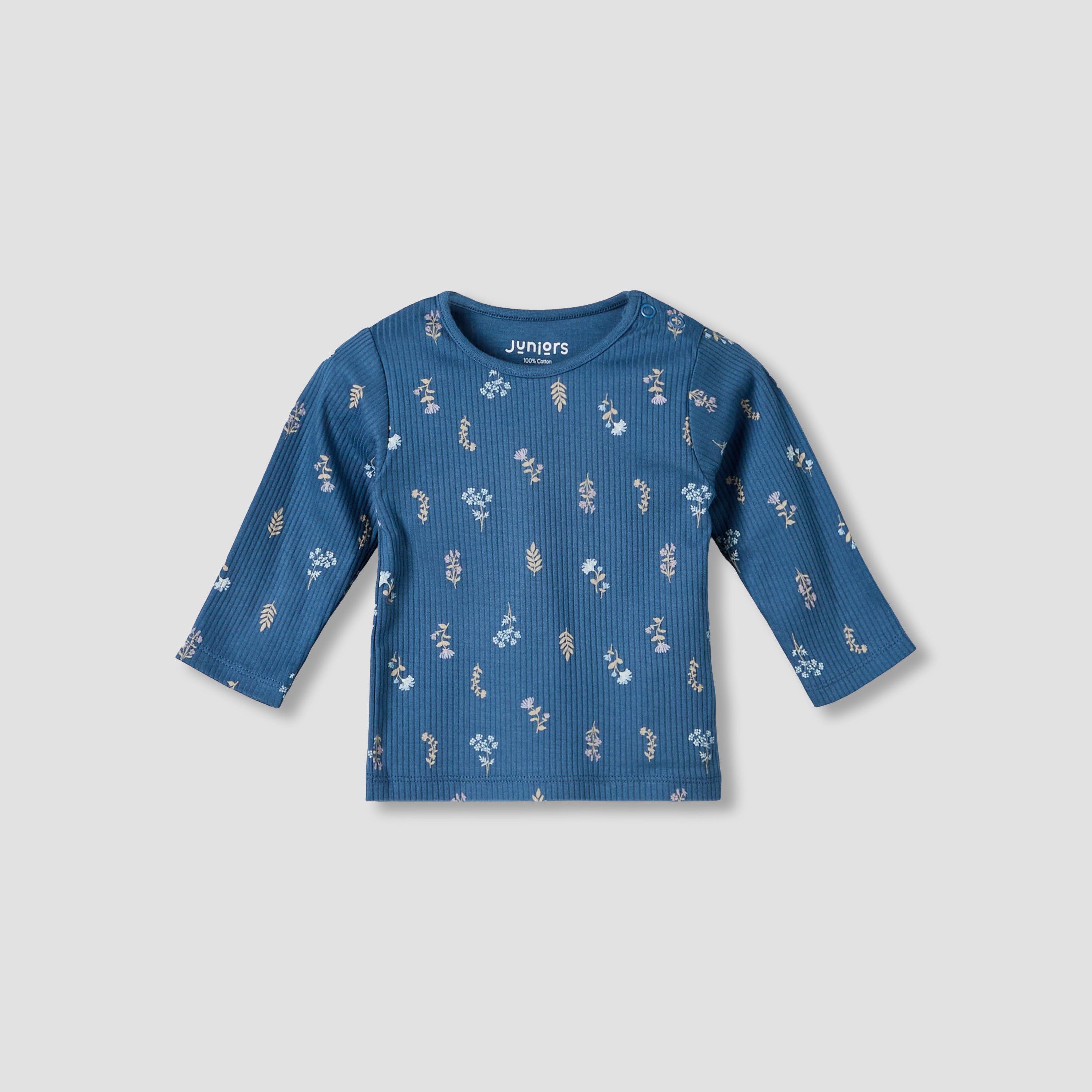 Juniors Cotton Round Neck Long Sleeves Pyjama Set with Floral Print