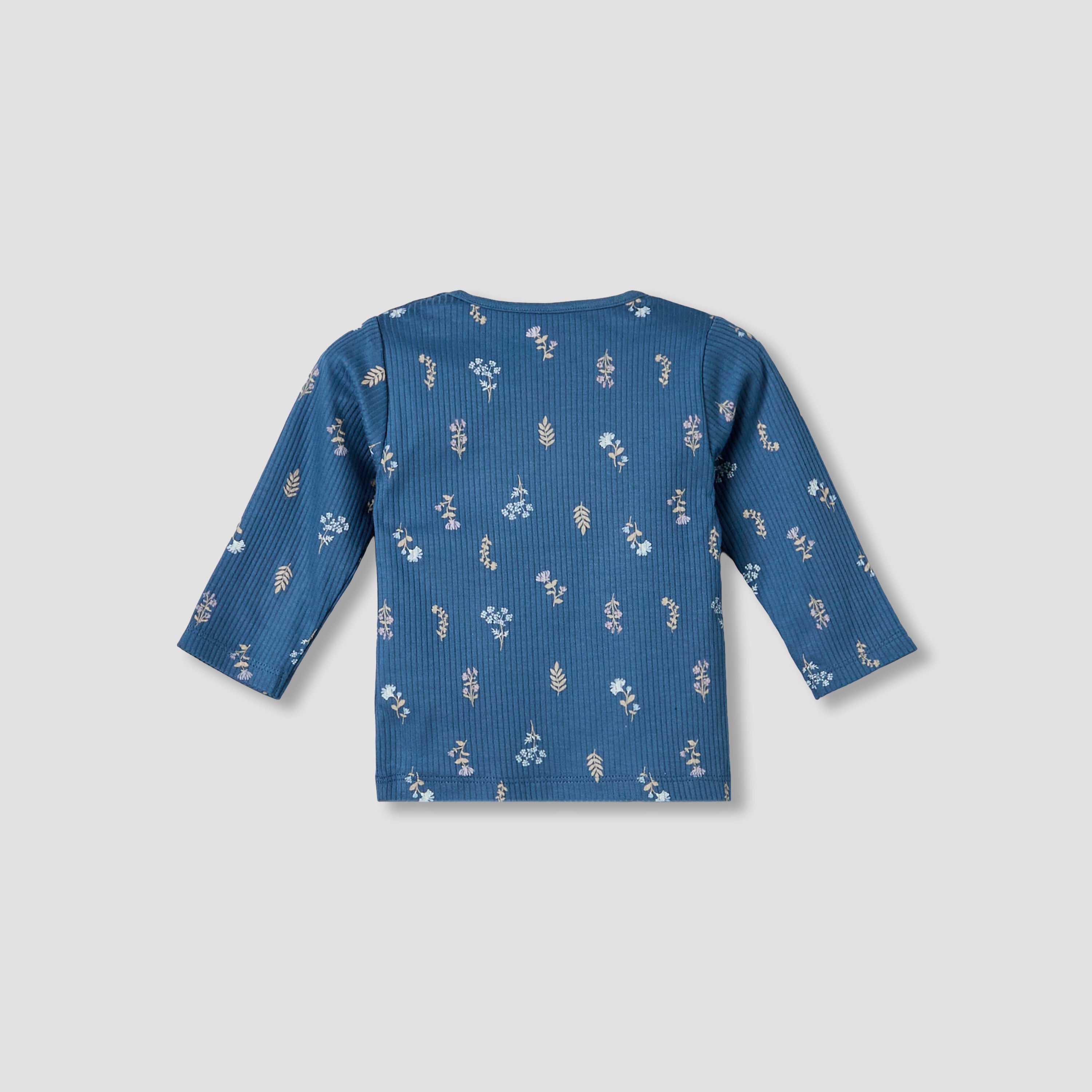 Juniors Cotton Round Neck Long Sleeves Pyjama Set with Floral Print