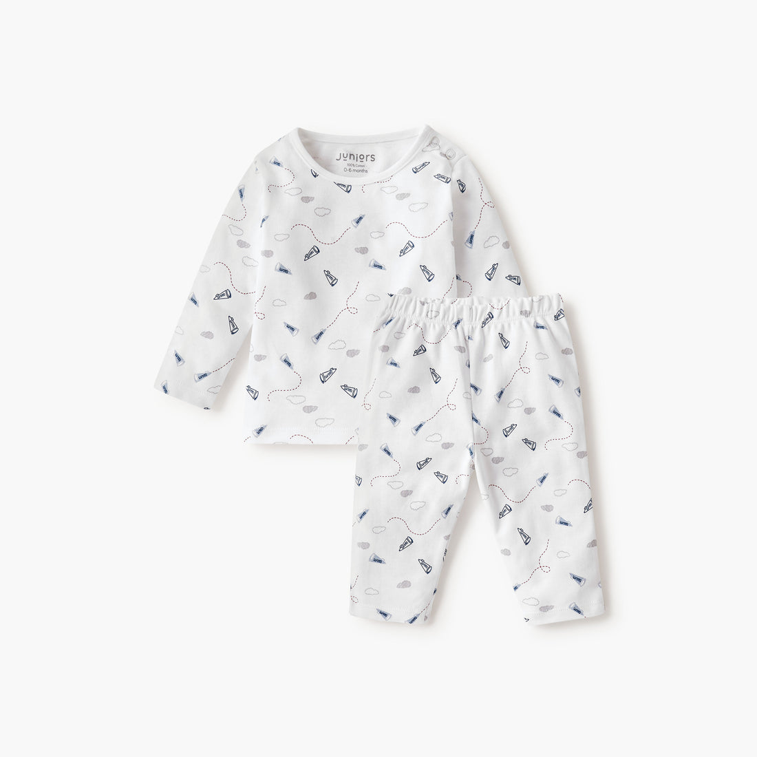 Juniors Graphic Print T-shirt and Pyjama Set - White / 18-24 mths