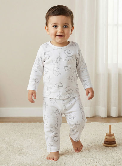 Juniors Elephant Print T-shirt and Pyjama Set-baby-boys-clothing-nightwear-pyjamasets-image-1