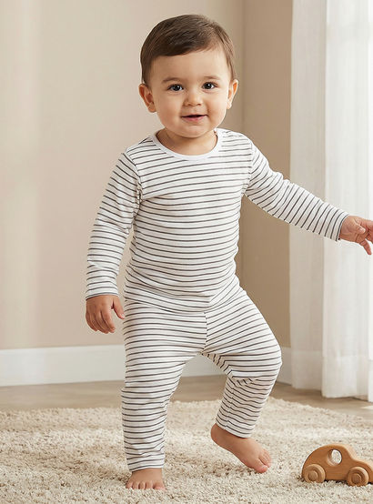 Juniors Striped T-shirt and Pyjama Set-baby-boys-clothing-nightwear-pyjamasets-image-1