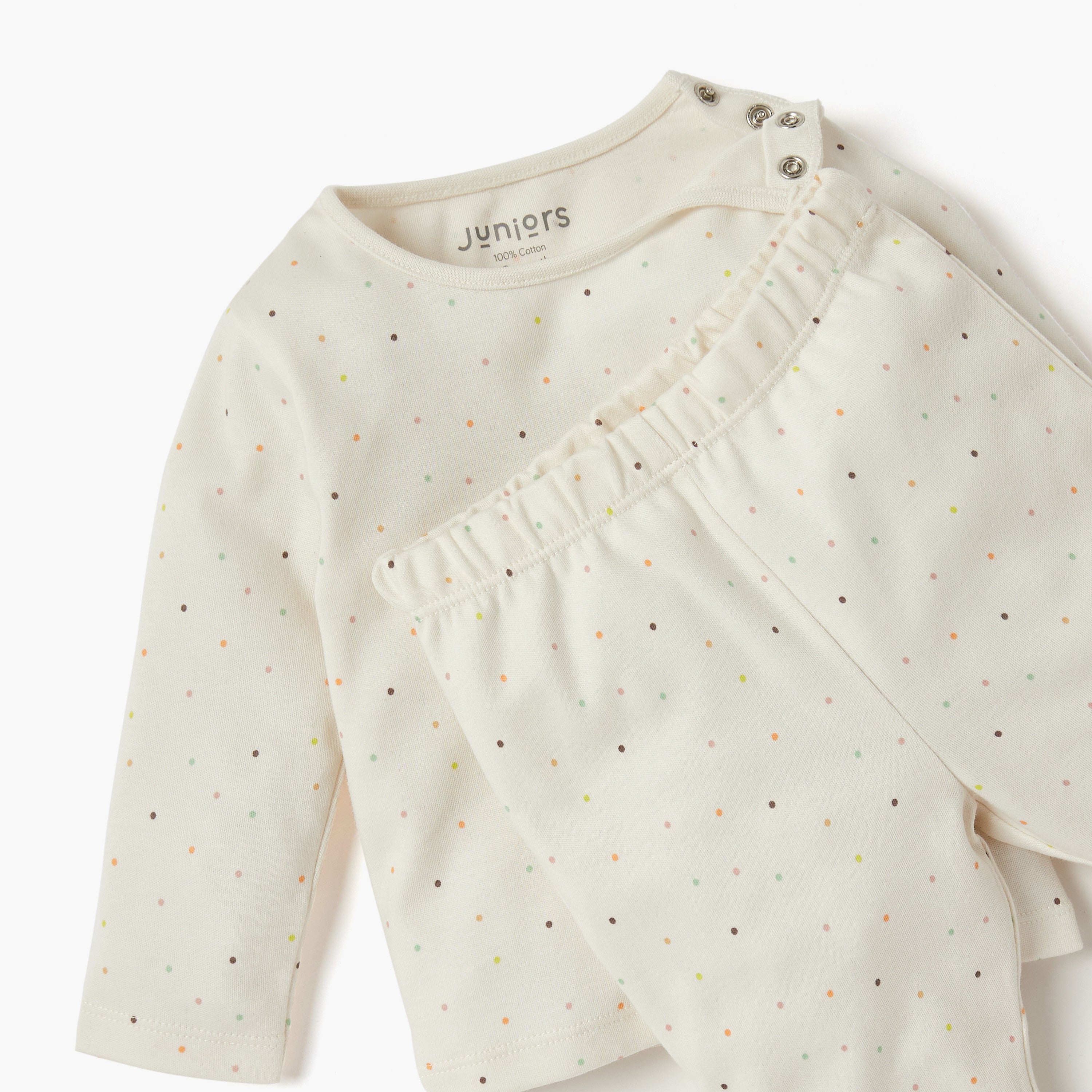 Juniors Polka Dot Print T-shirt and Pyjama Set