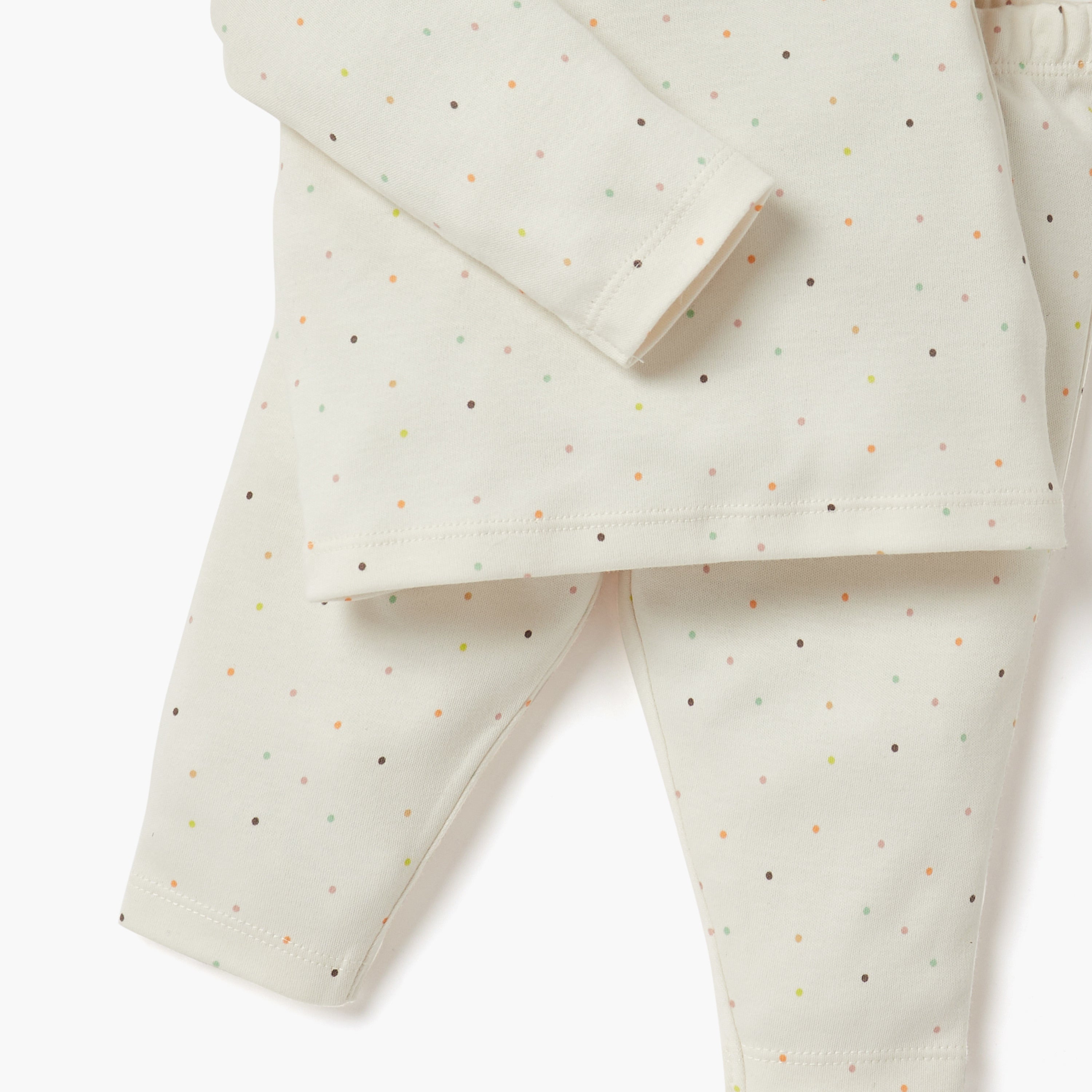 Juniors Polka Dot Print T-shirt and Pyjama Set