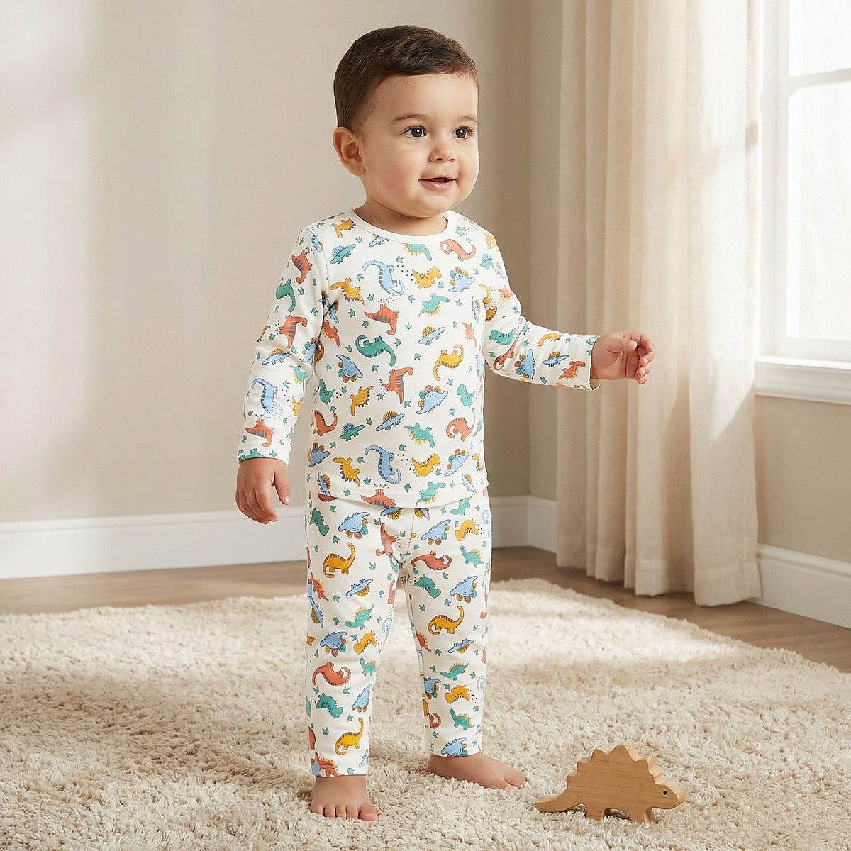 Juniors Dinosaur Print T-Shirt and Pyjama Set