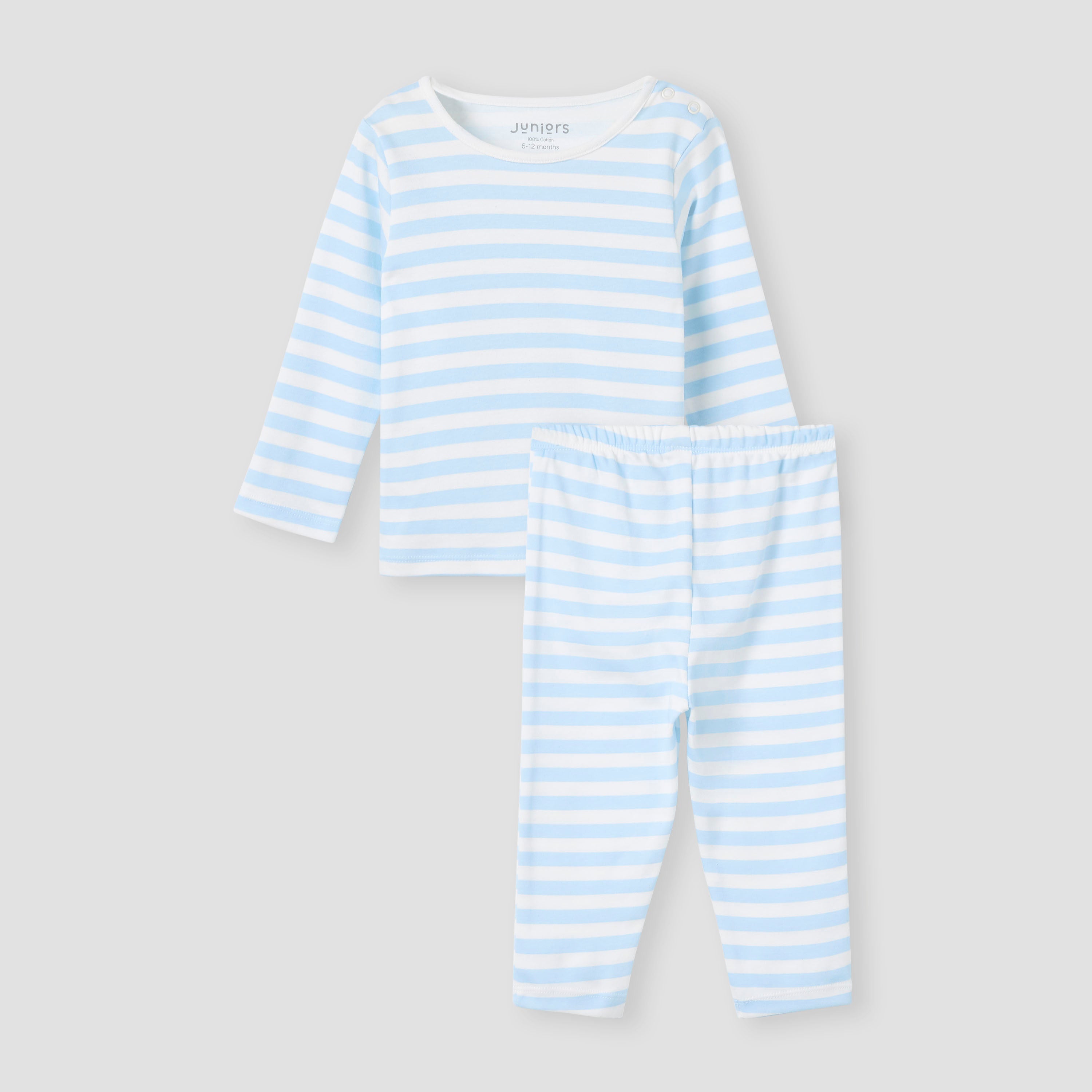 Juniors Striped T-shirt and Pyjama Set - Blue / 12-18 mths