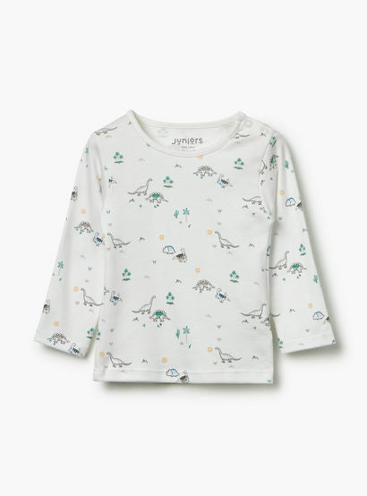 Juniors Dinosaur Print T-Shirt and Pyjama Set-baby-boys-clothing-nightwear-pyjamasets-image-3