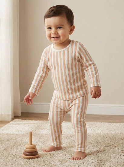 Juniors Striped T-shirt and Pyjama Set-baby-boys-clothing-nightwear-pyjamasets-image-1