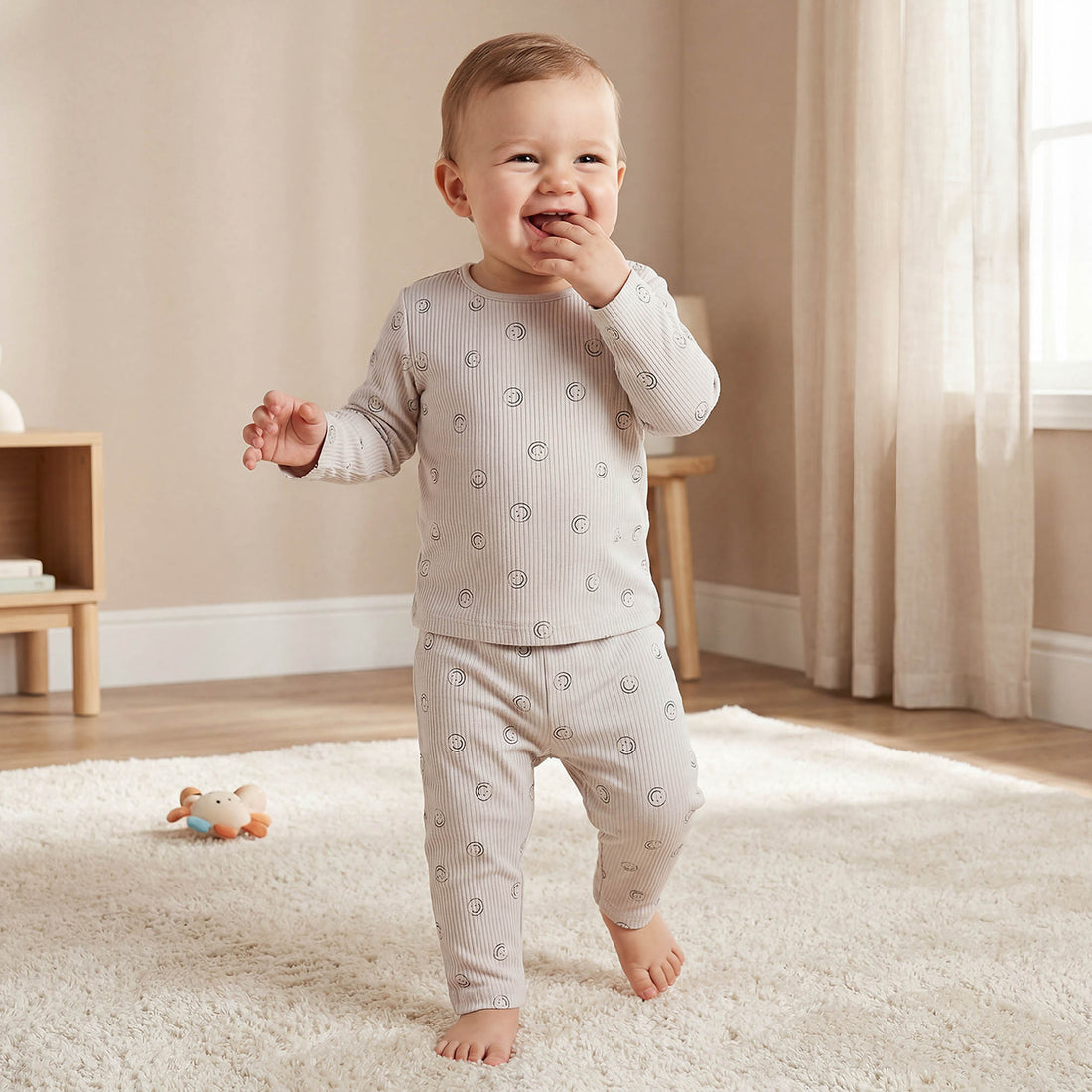 Juniors All-Over Smiley Print T-shirt and Pyjama Set