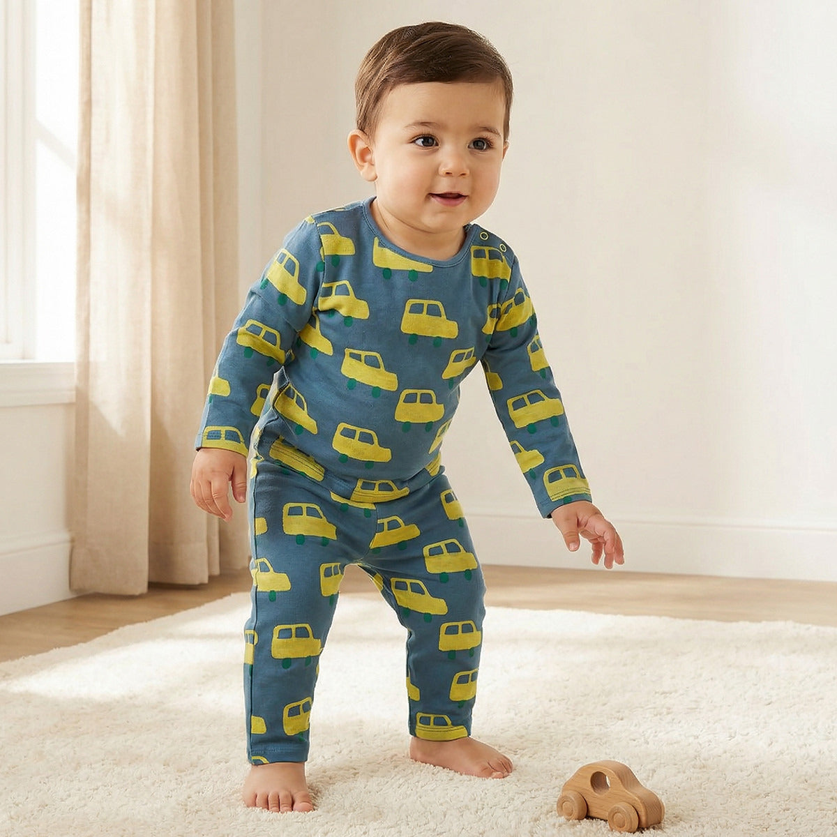 Juniors Car Print T-shirt and Pyjama Set