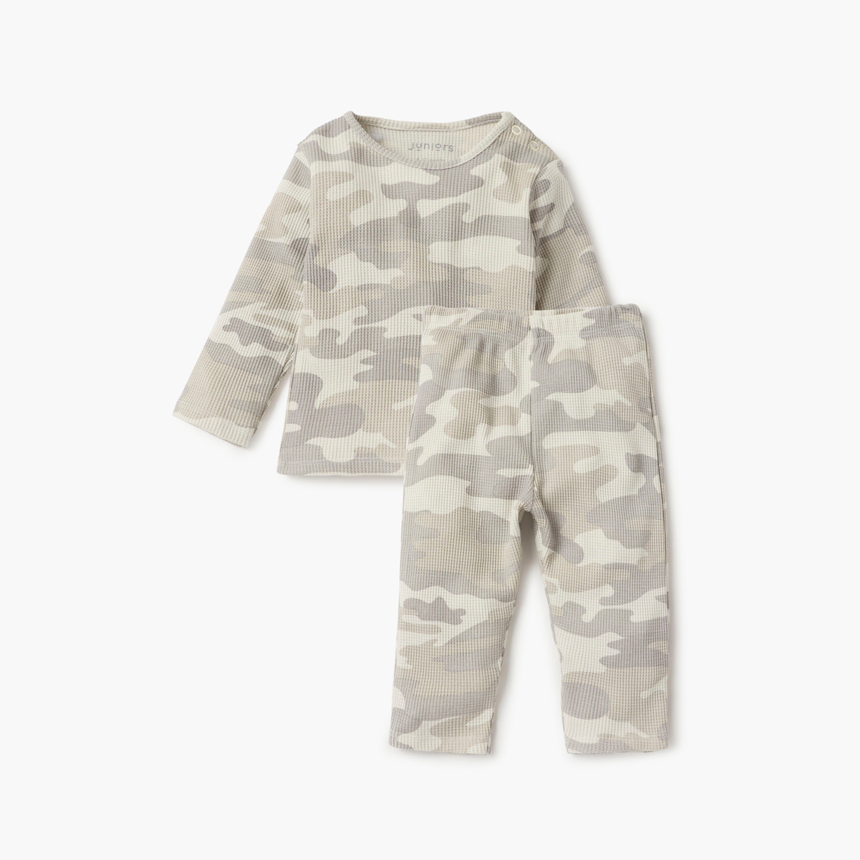 Juniors All-Over Camouflage Print T-shirt and Pyjama Set - Beige / 12-18 mths