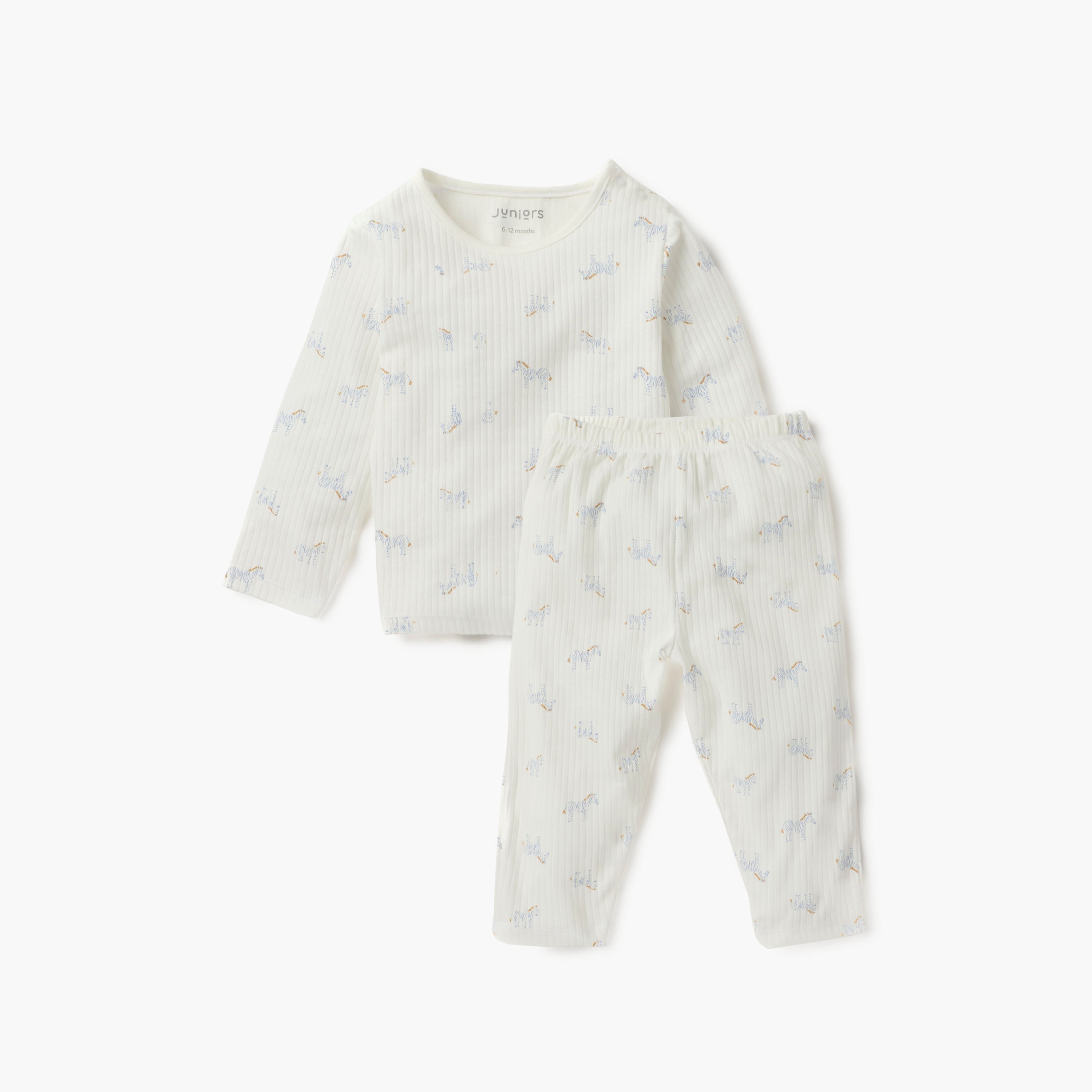 Juniors Bunny Print Long Sleeves T-shirt and Pyjama Set