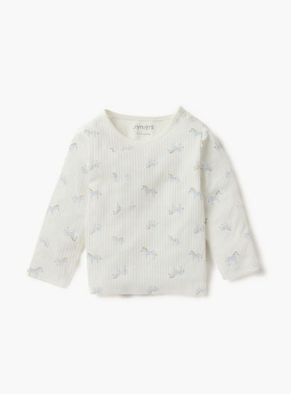 Juniors Bunny Print Long Sleeves T-shirt and Pyjama Set-baby-girls-clothing-nightwear-pyjamasets-image-2