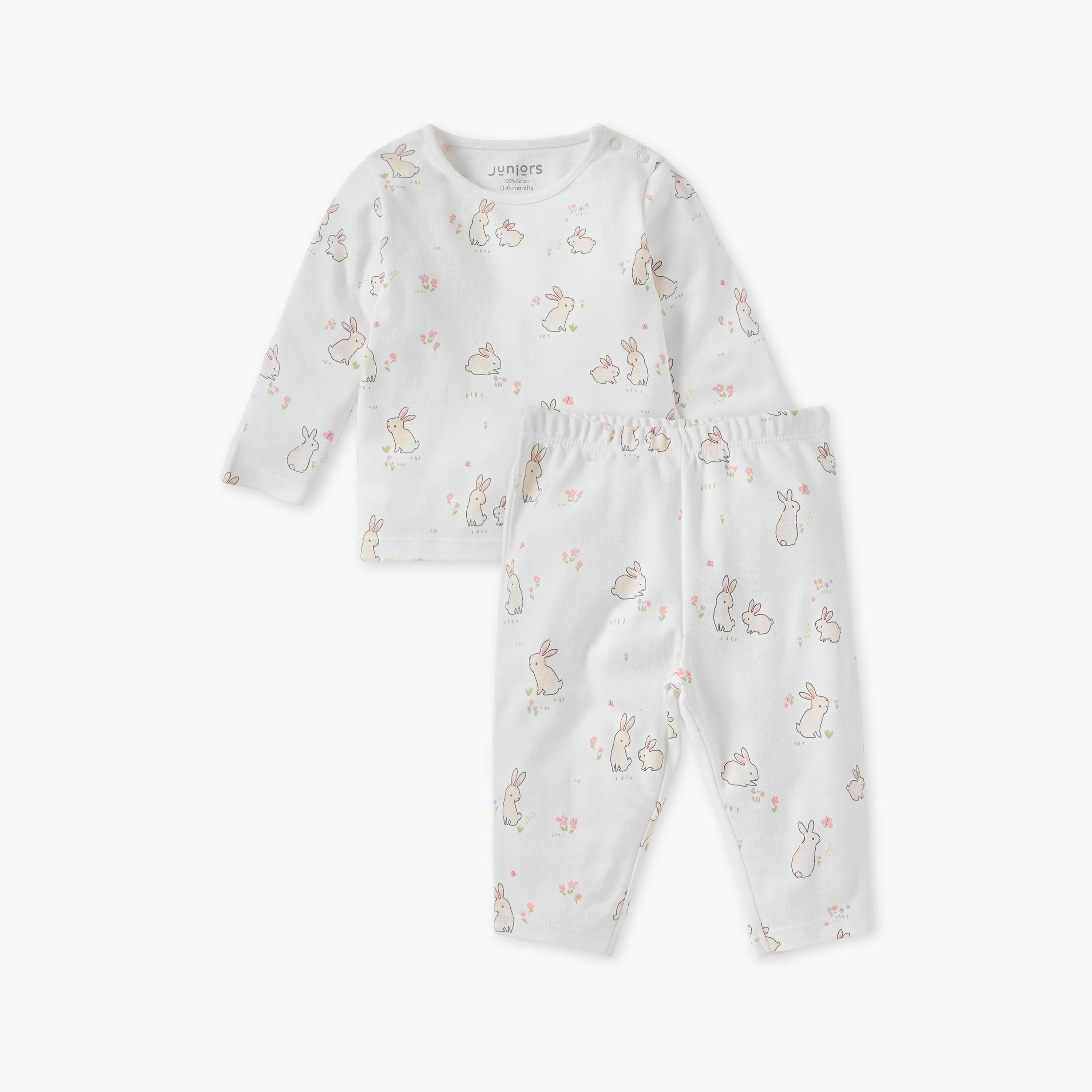 Juniors Pyjama Set with Safari Print - Cotton - Long Sleeves - Henley Neck