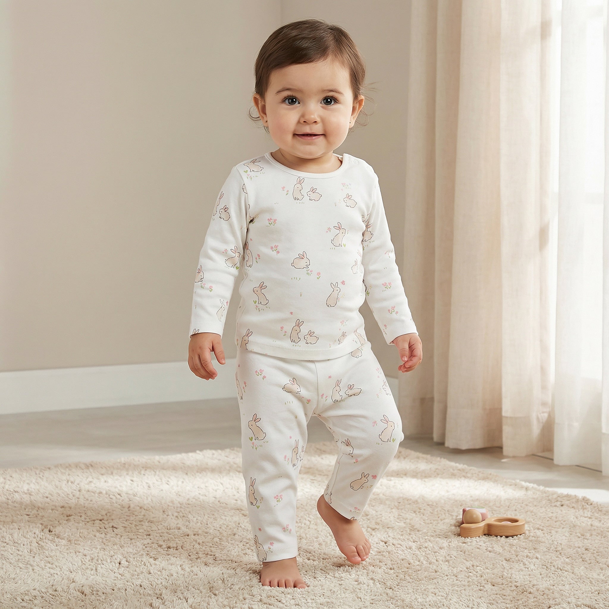 Juniors Pyjama Set with Safari Print - Cotton - Long Sleeves - Henley Neck