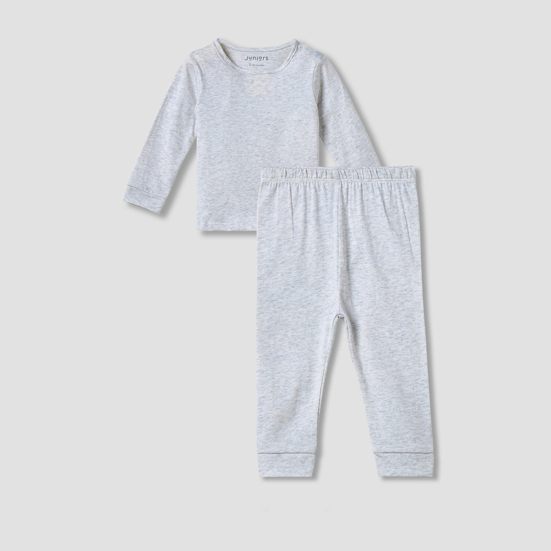 Juniors Solid Long Sleeves T-shirt and Pyjama Set - Grey / 12-18 mths