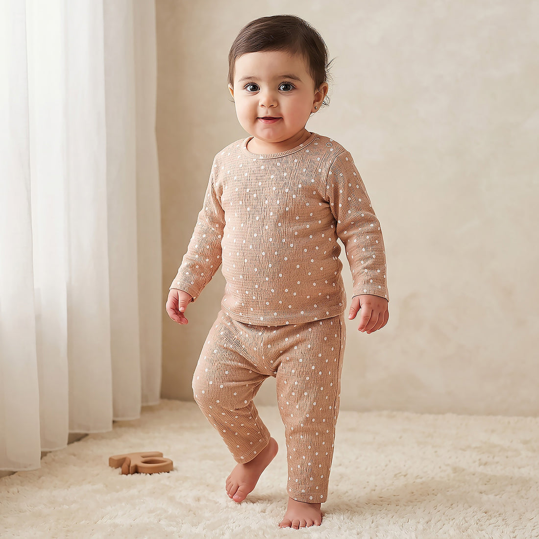 Juniors All-Over Polka Dot Print T-shirt and Pyjama Set - Pink / 18-24 mths