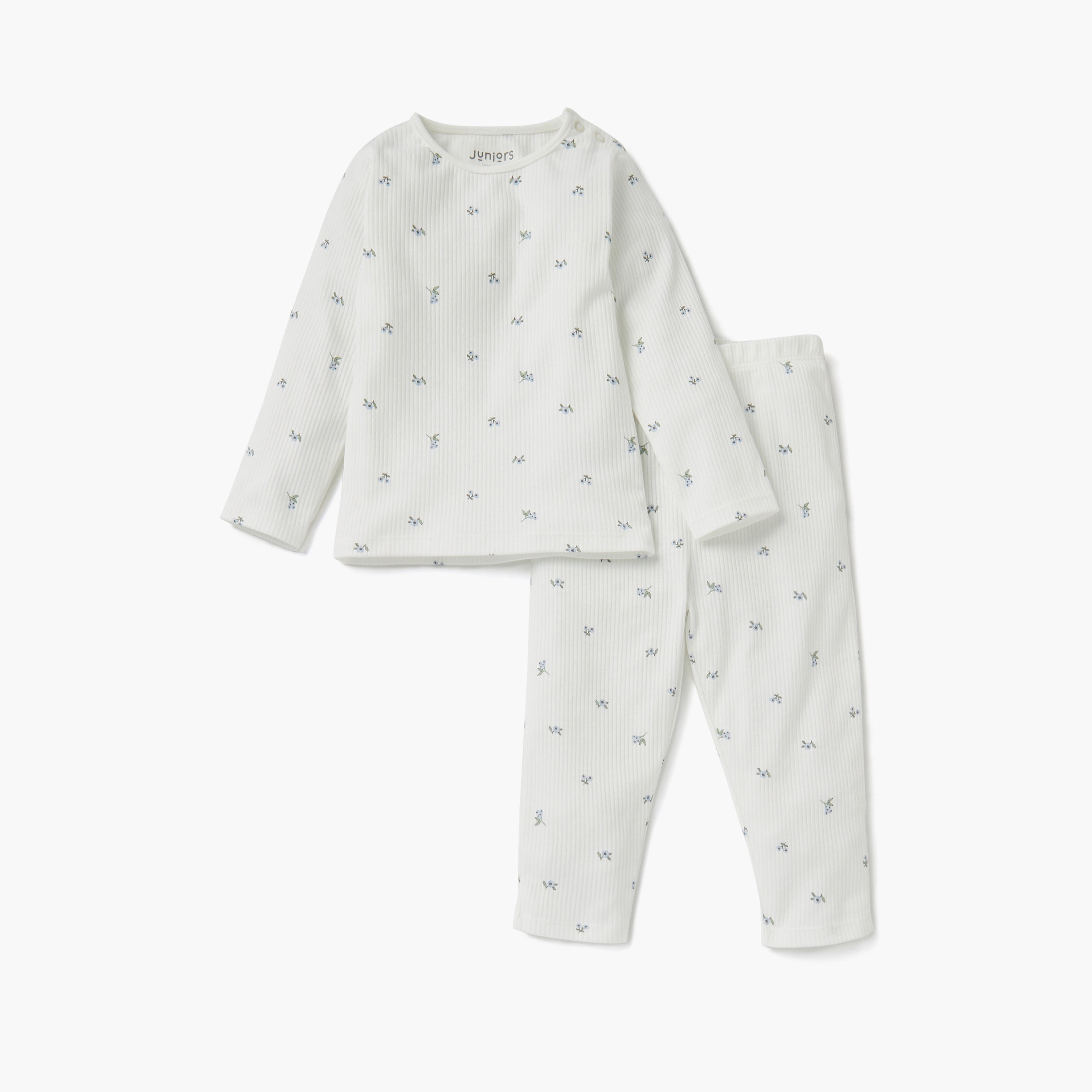 Juniors Floral Print T-shirt and Pyjama Set