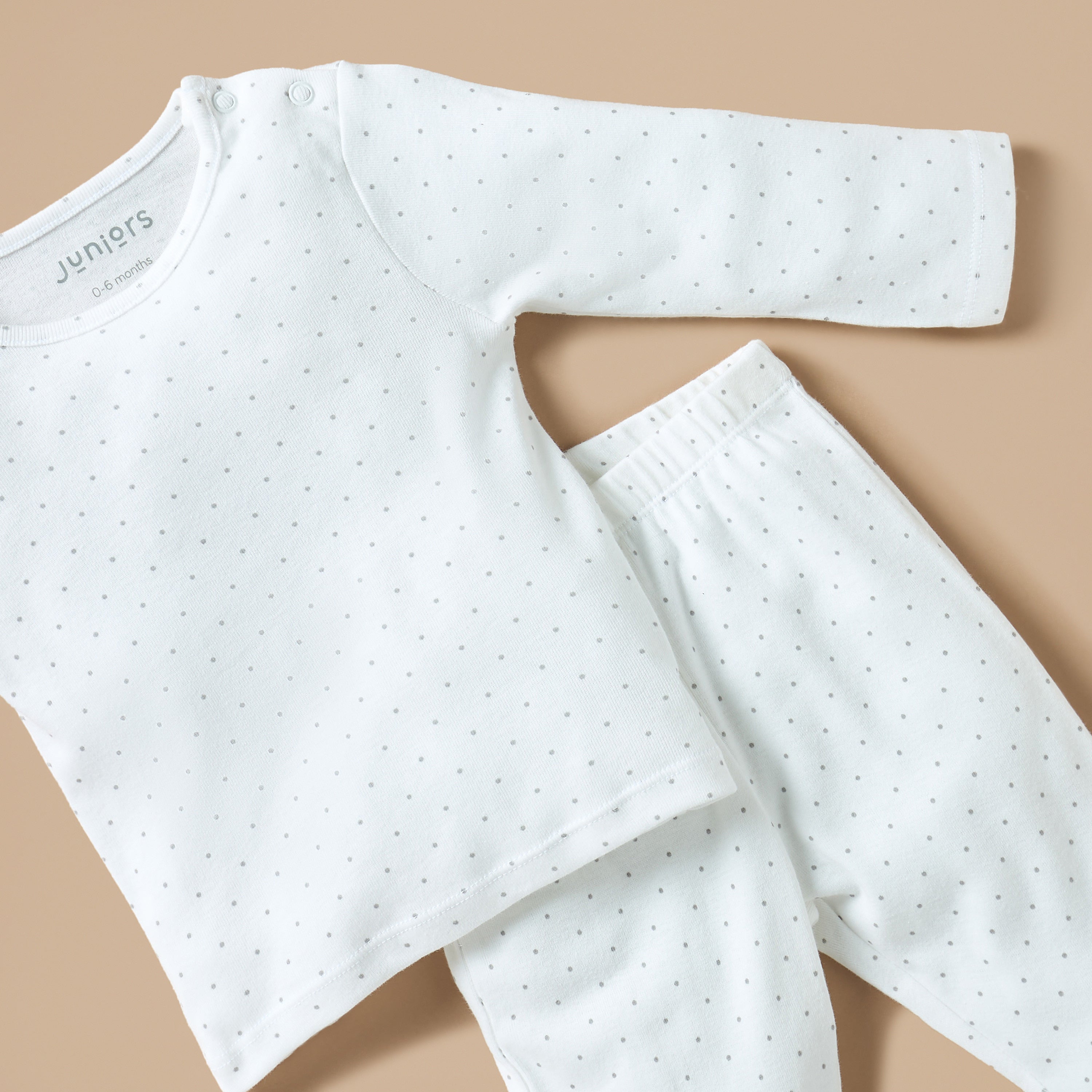 Juniors All-Over Polka Dot Print T-shirt and Elasticated Pyjama Set