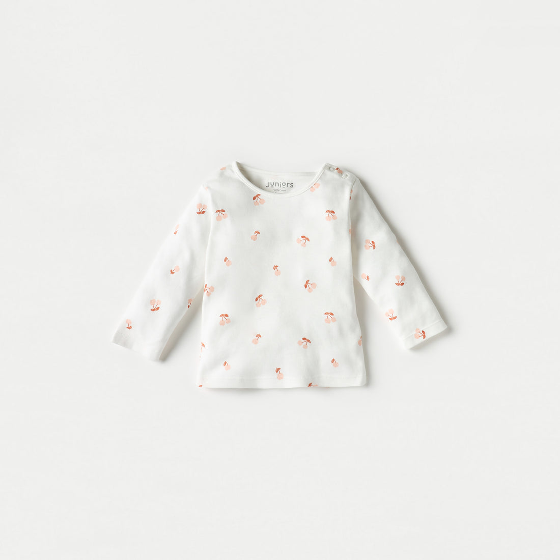 Juniors All-Over Cherry Print Long Sleeves T-shirt and Elasticated Pyjama Set