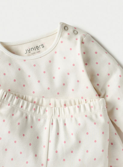 Juniors All-Over Polka Dot Print Long Sleeves T-shirt and Pyjama Set-baby-girls-clothing-nightwear-pyjamasets-image-4