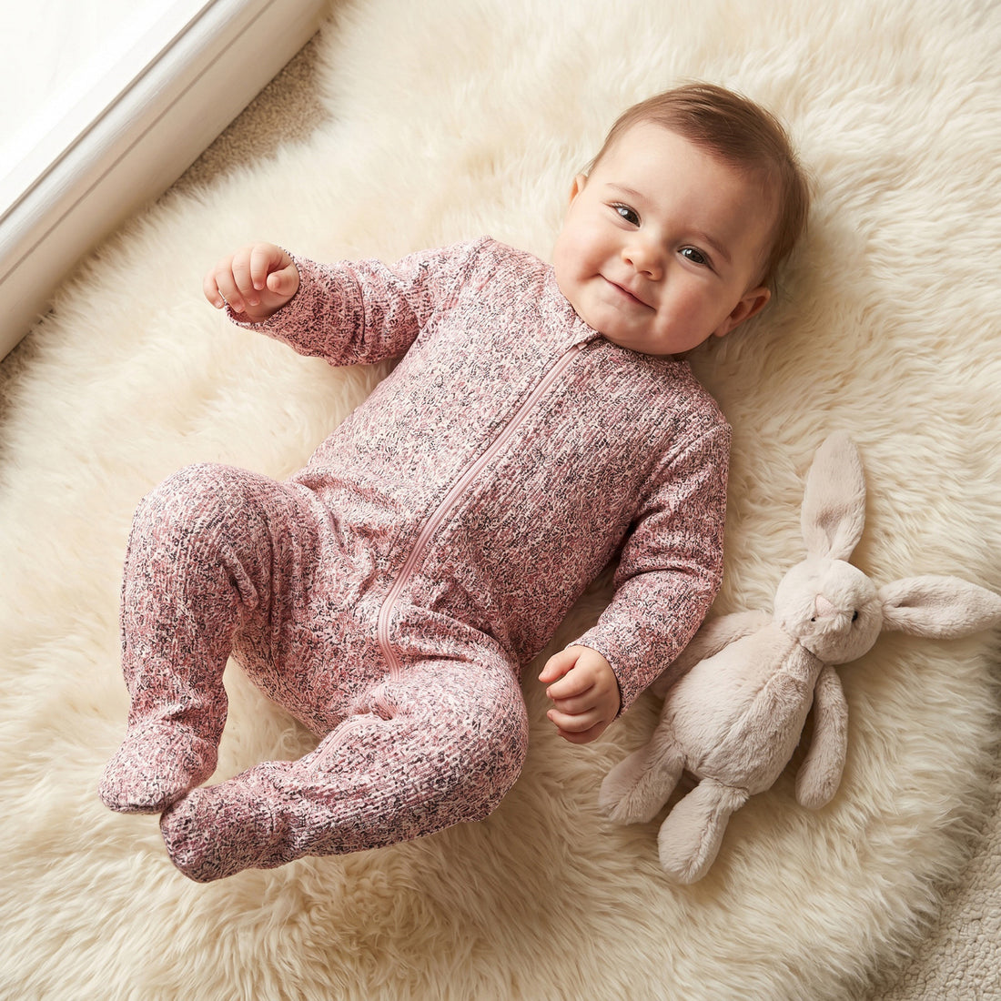 Juniors Dinosaur Print Sleepsuit with Long Sleeves and Zip Closure - Cream / 12-18 mths