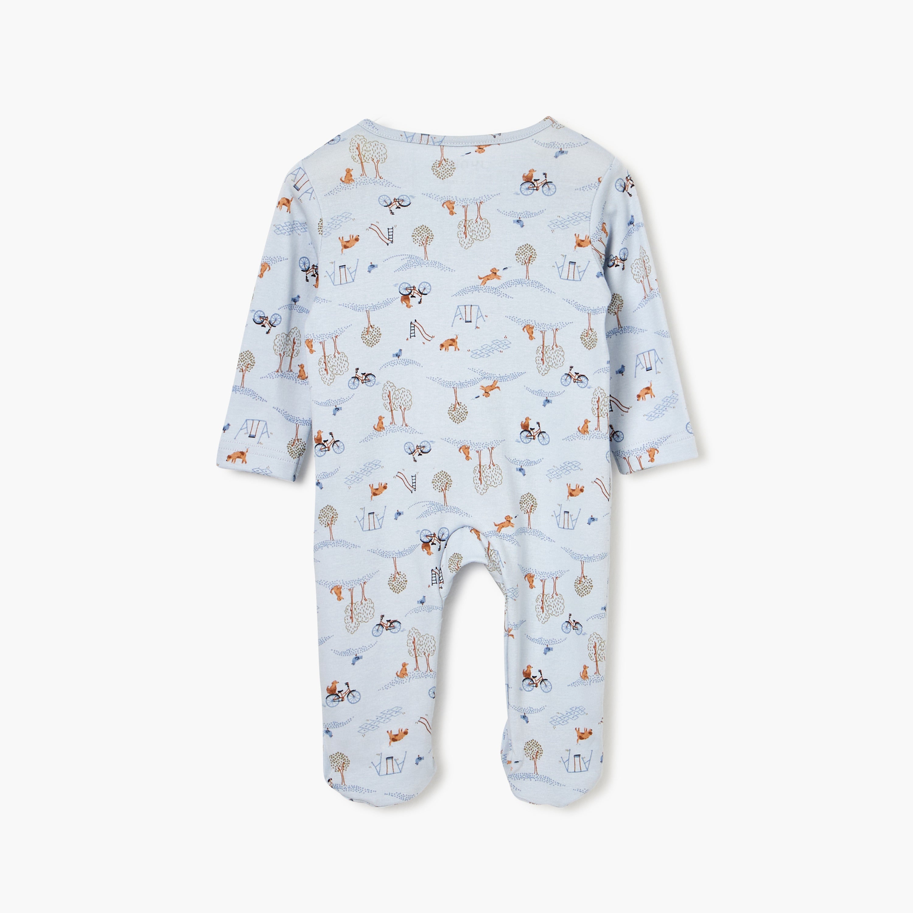 Juniors Printed Sleepsuit with Long Sleeves and Zip Closure