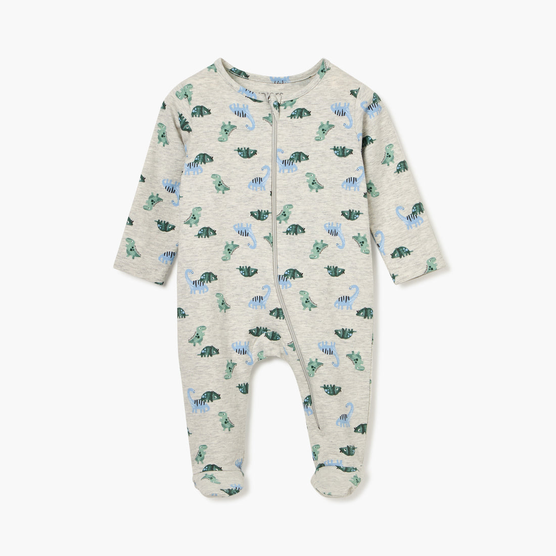 Juniors Floral Print Sleepsuit with Long Sleeves and Zip Closure
