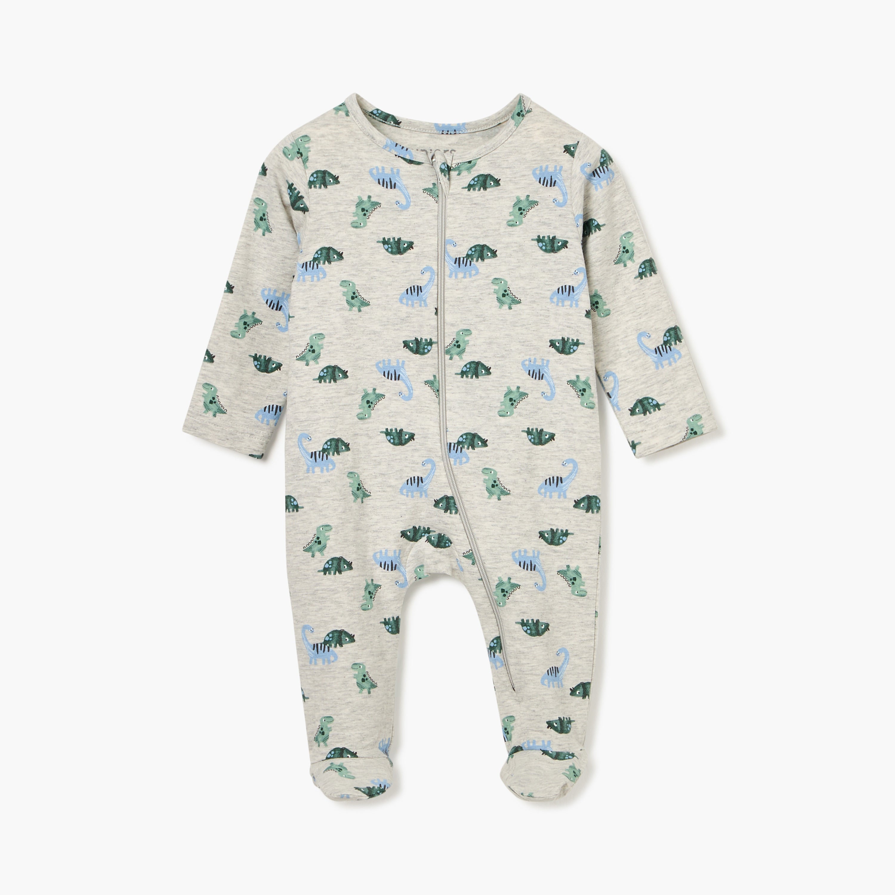 Juniors Floral Print Sleepsuit with Long Sleeves and Zip Closure